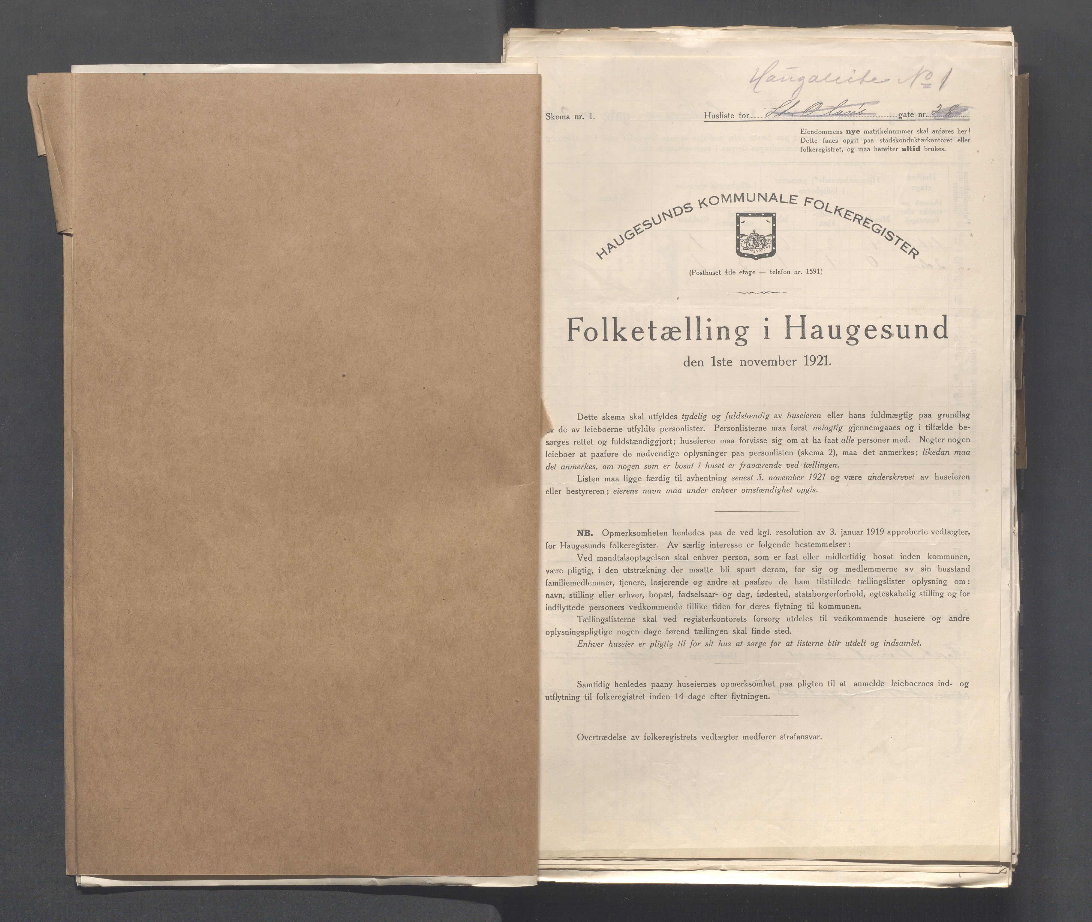 IKAR, Local census 1.11.1921 for Haugesund, 1921, p. 1869
