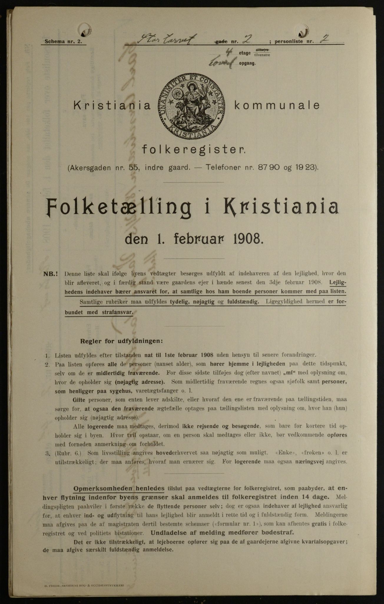 OBA, Municipal Census 1908 for Kristiania, 1908, p. 93140