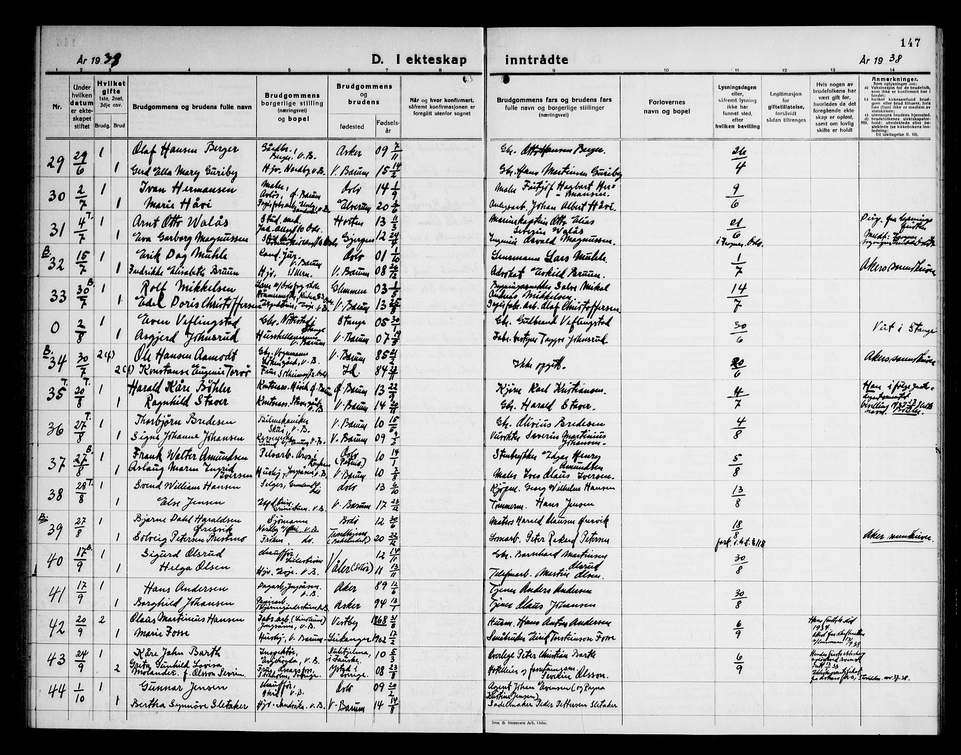 Vestre Bærum prestekontor Kirkebøker, AV/SAO-A-10209a/G/L0002: Parish register (copy) no. 2, 1931-1947, p. 147