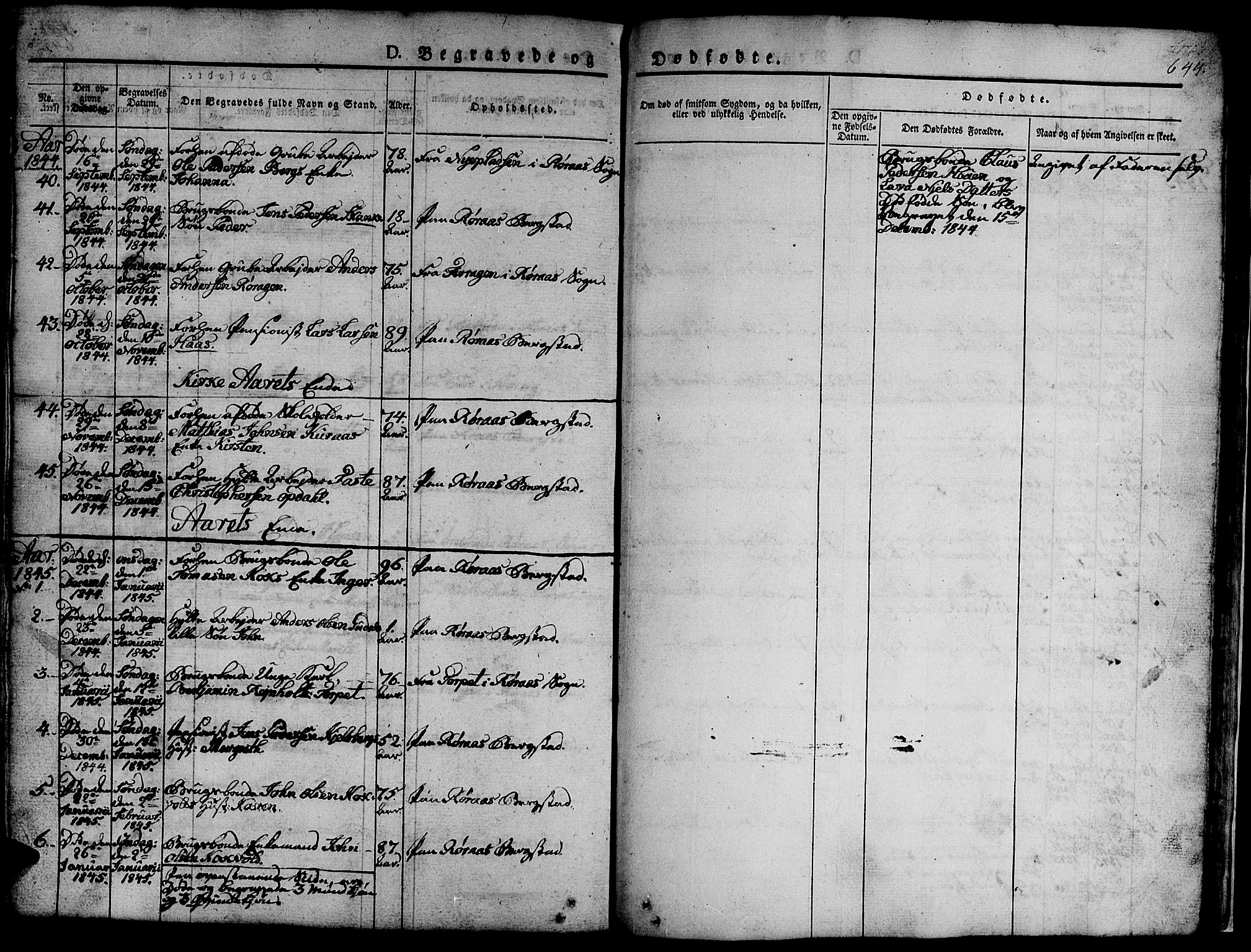 Ministerialprotokoller, klokkerbøker og fødselsregistre - Sør-Trøndelag, SAT/A-1456/681/L0939: Parish register (copy) no. 681C03, 1829-1855, p. 644