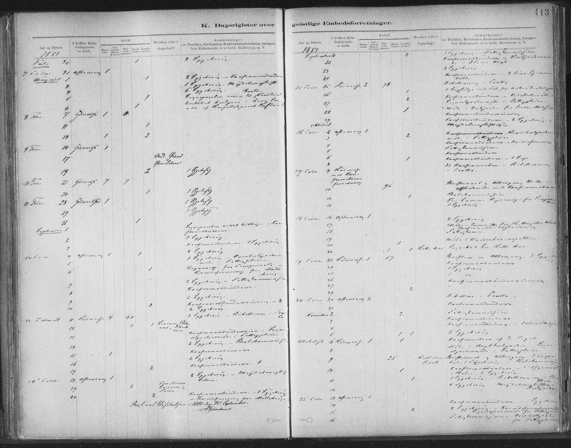 Ministerialprotokoller, klokkerbøker og fødselsregistre - Sør-Trøndelag, SAT/A-1456/603/L0163: Parish register (official) no. 603A02, 1879-1895, p. 413