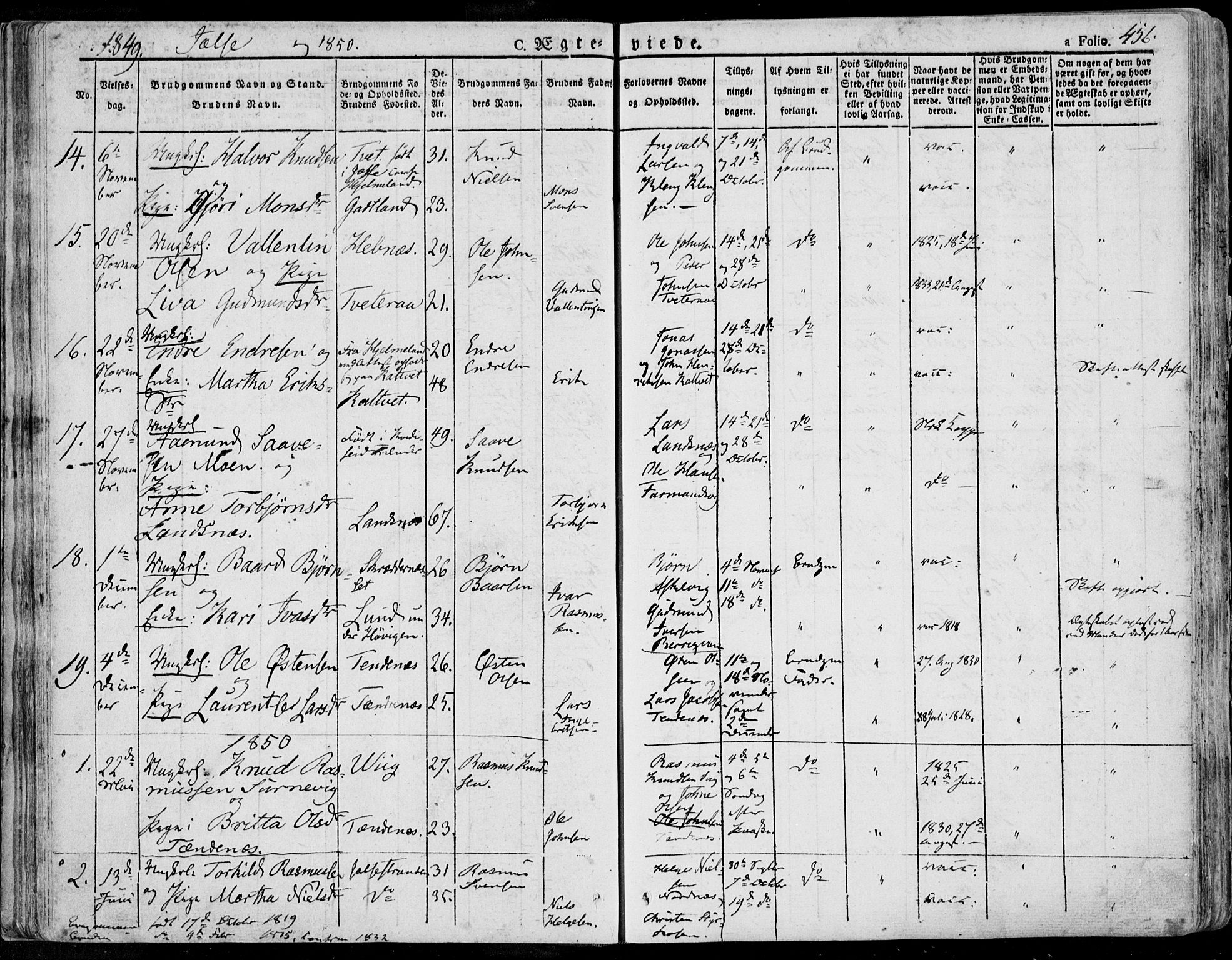 Jelsa sokneprestkontor, SAST/A-101842/01/IV: Parish register (official) no. A 6.2, 1828-1853, p. 456