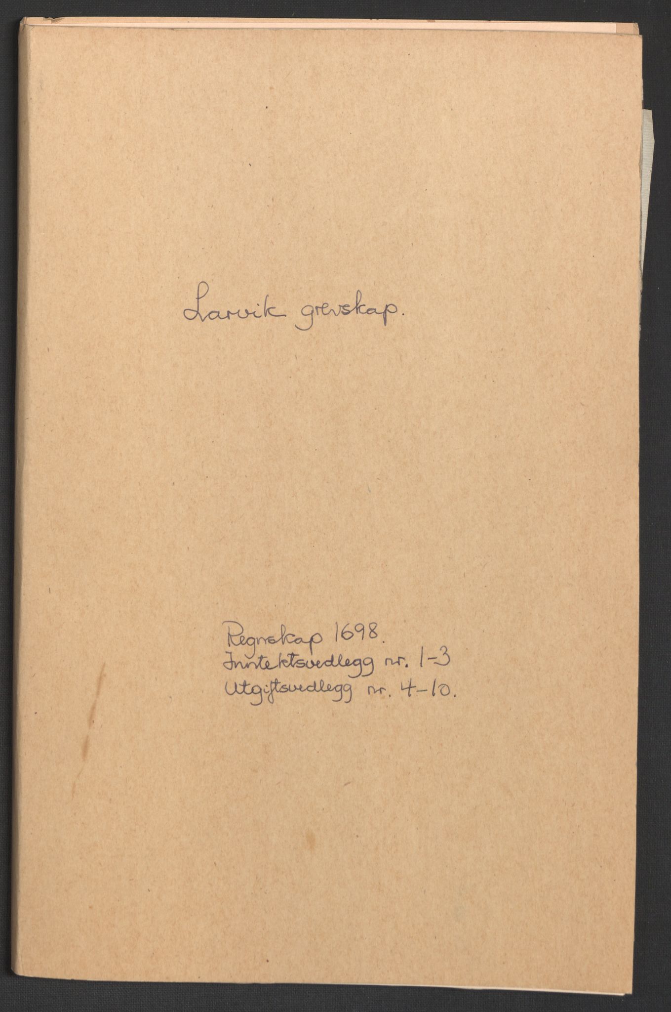 Rentekammeret inntil 1814, Reviderte regnskaper, Fogderegnskap, AV/RA-EA-4092/R33/L1976: Fogderegnskap Larvik grevskap, 1698-1701, p. 2