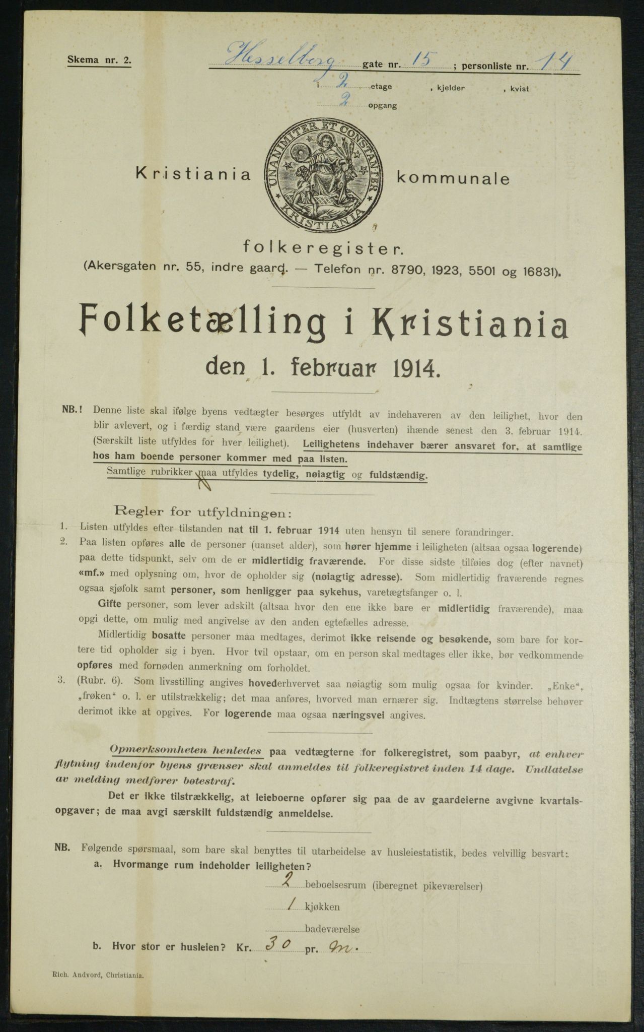 OBA, Municipal Census 1914 for Kristiania, 1914, p. 40191