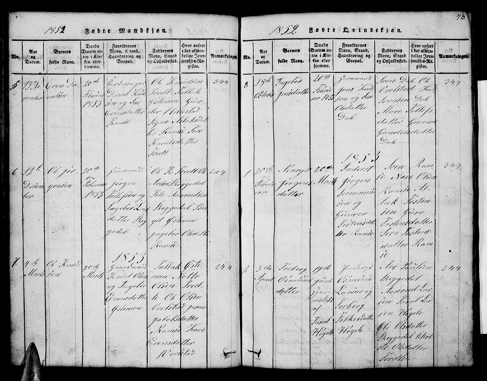 Åmli sokneprestkontor, AV/SAK-1111-0050/F/Fb/Fbb/L0001: Parish register (copy) no. B 1, 1816-1889, p. 48