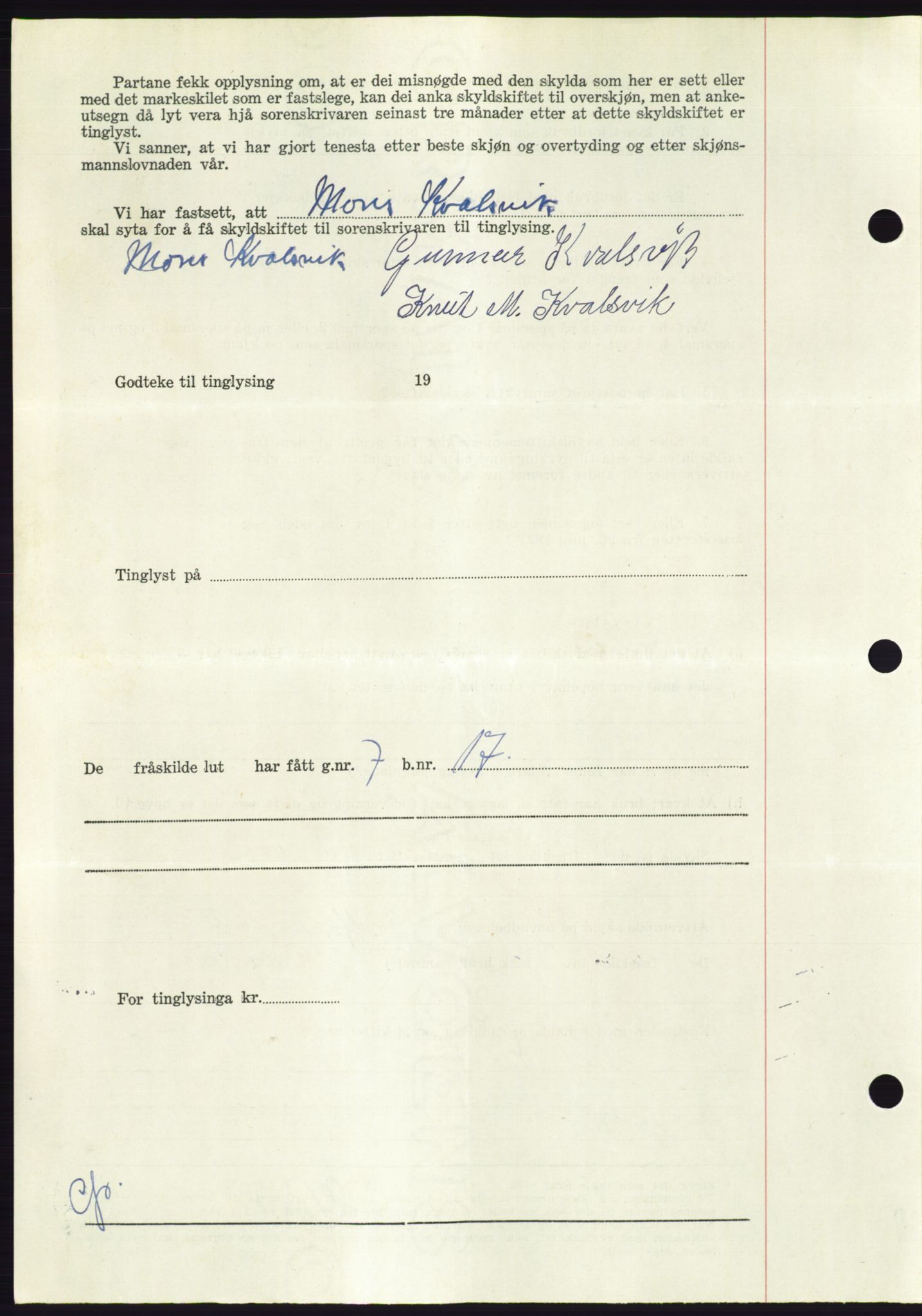 Søre Sunnmøre sorenskriveri, AV/SAT-A-4122/1/2/2C/L0092: Mortgage book no. 18A, 1952-1952, Diary no: : 917/1952