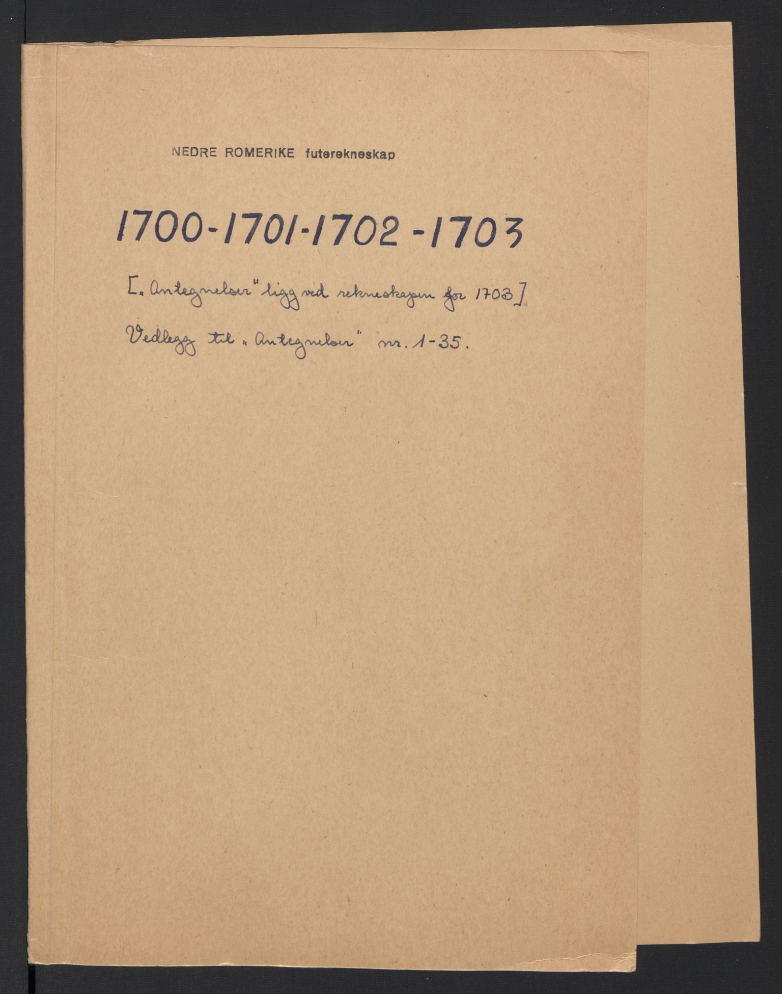 Rentekammeret inntil 1814, Reviderte regnskaper, Fogderegnskap, AV/RA-EA-4092/R11/L0587: Fogderegnskap Nedre Romerike, 1703, p. 2