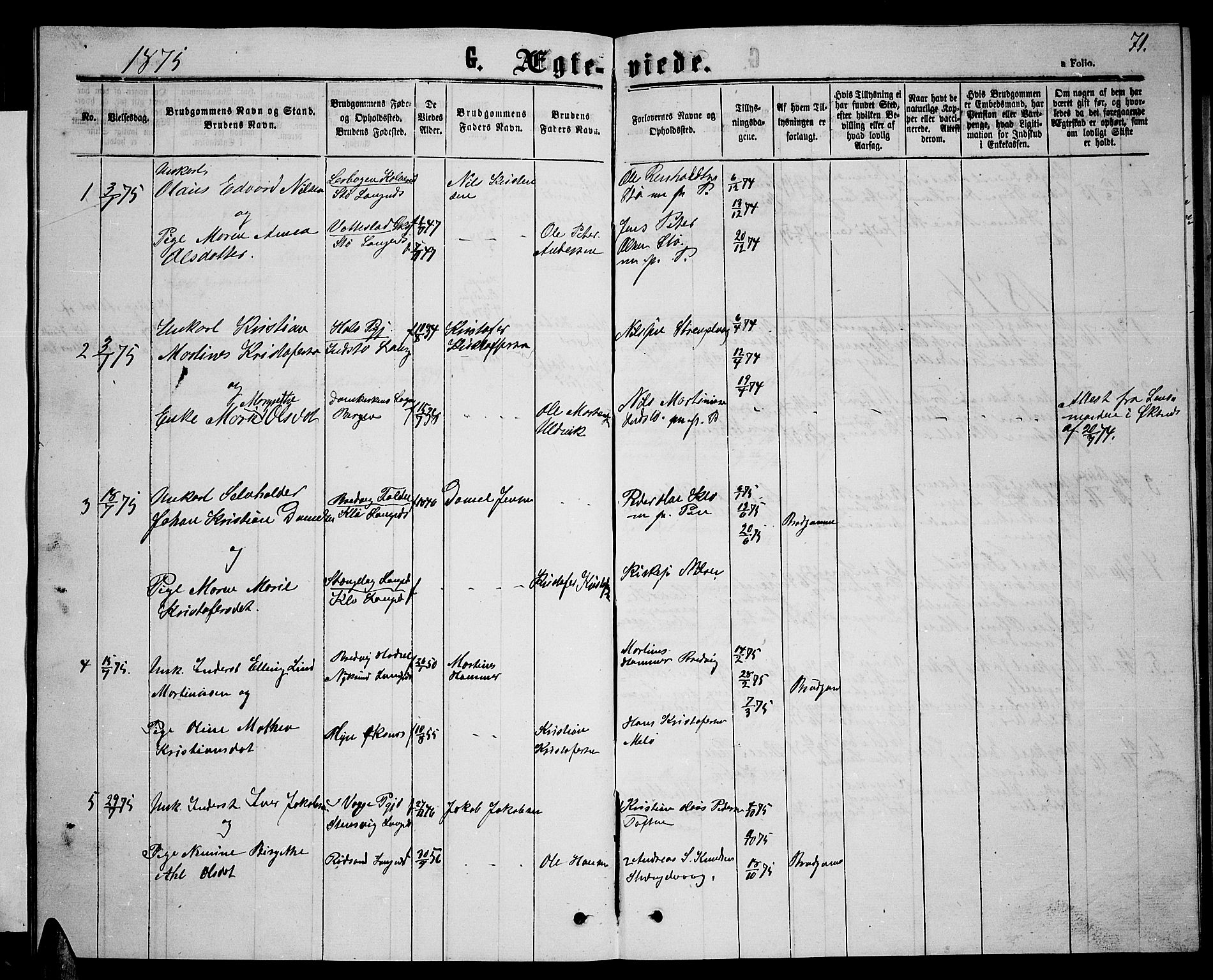 Ministerialprotokoller, klokkerbøker og fødselsregistre - Nordland, AV/SAT-A-1459/894/L1358: Parish register (copy) no. 894C01, 1864-1877, p. 71