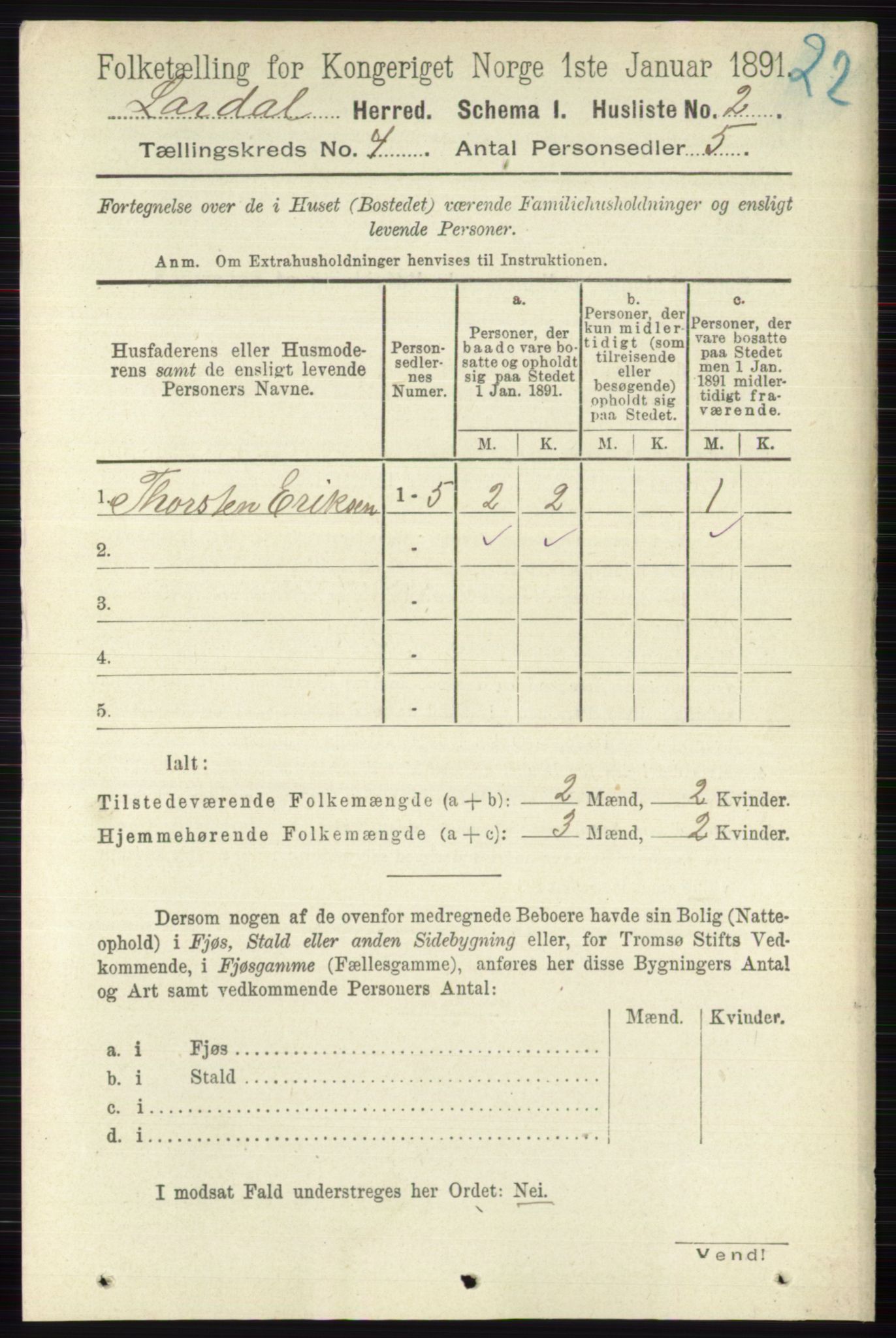 RA, 1891 census for 0728 Lardal, 1891, p. 1850