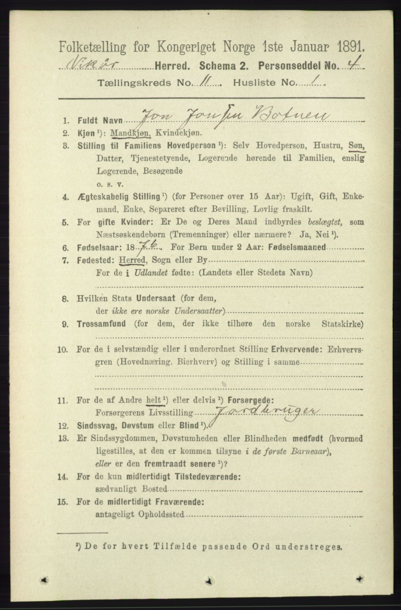 RA, 1891 census for 1238 Vikør, 1891, p. 3149