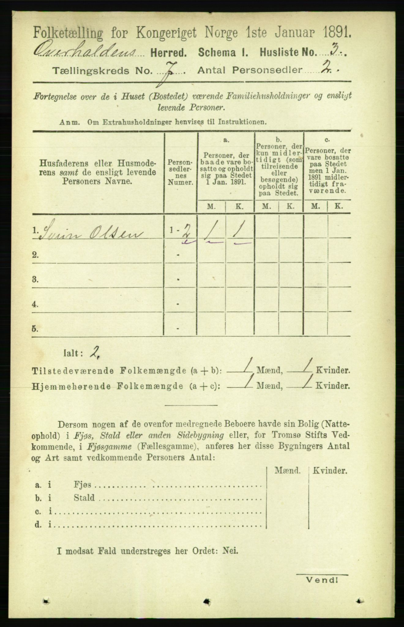 RA, 1891 census for 1744 Overhalla, 1891, p. 2591