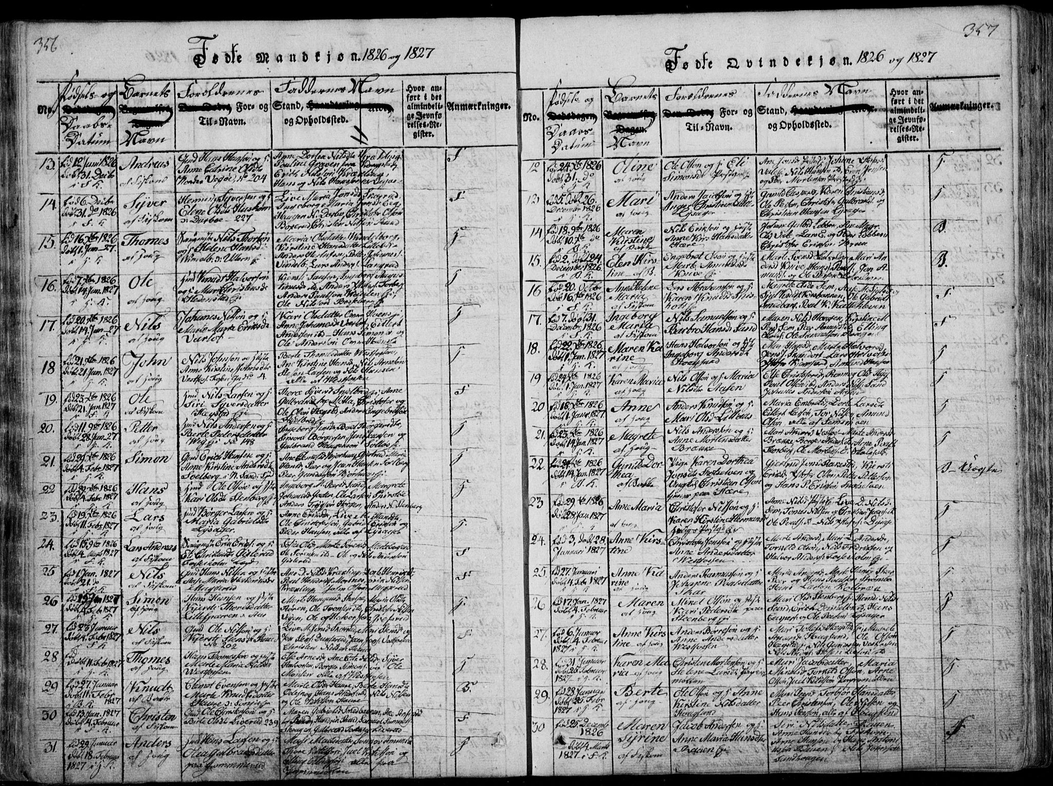 Eiker kirkebøker, SAKO/A-4/F/Fa/L0011: Parish register (official) no. I 11, 1814-1827, p. 356-357