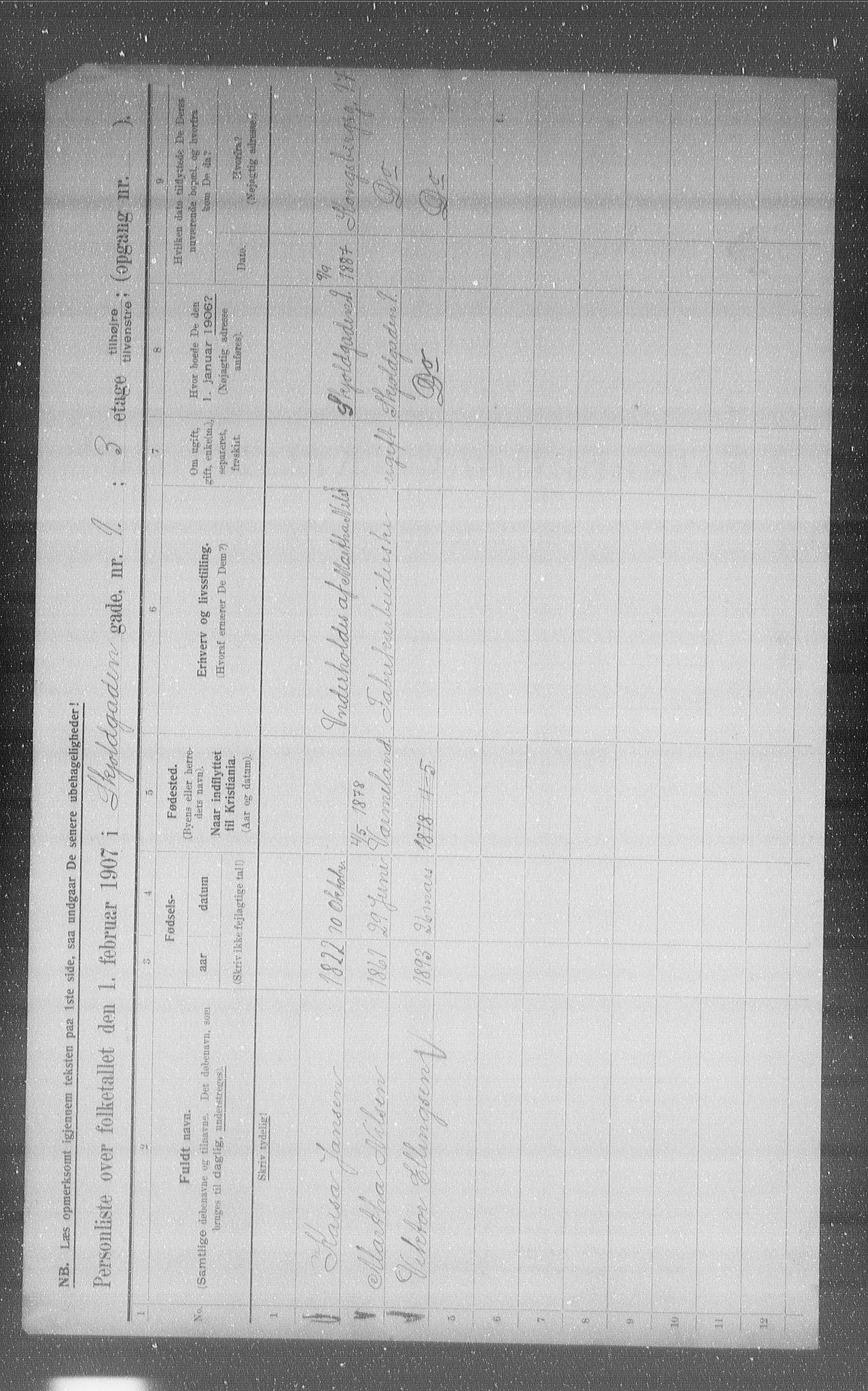 OBA, Municipal Census 1907 for Kristiania, 1907, p. 49105