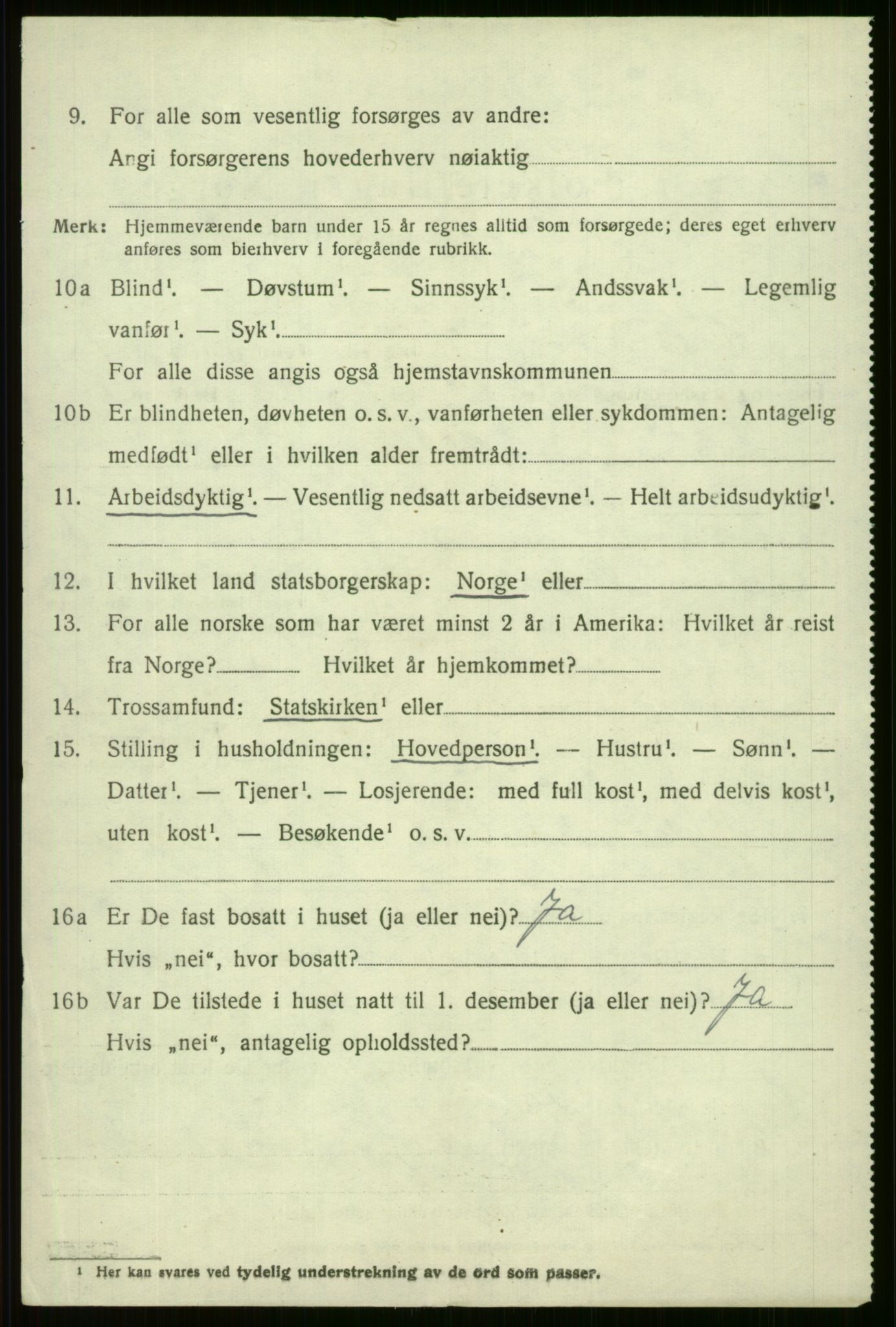 SAB, 1920 census for Voss, 1920, p. 12498