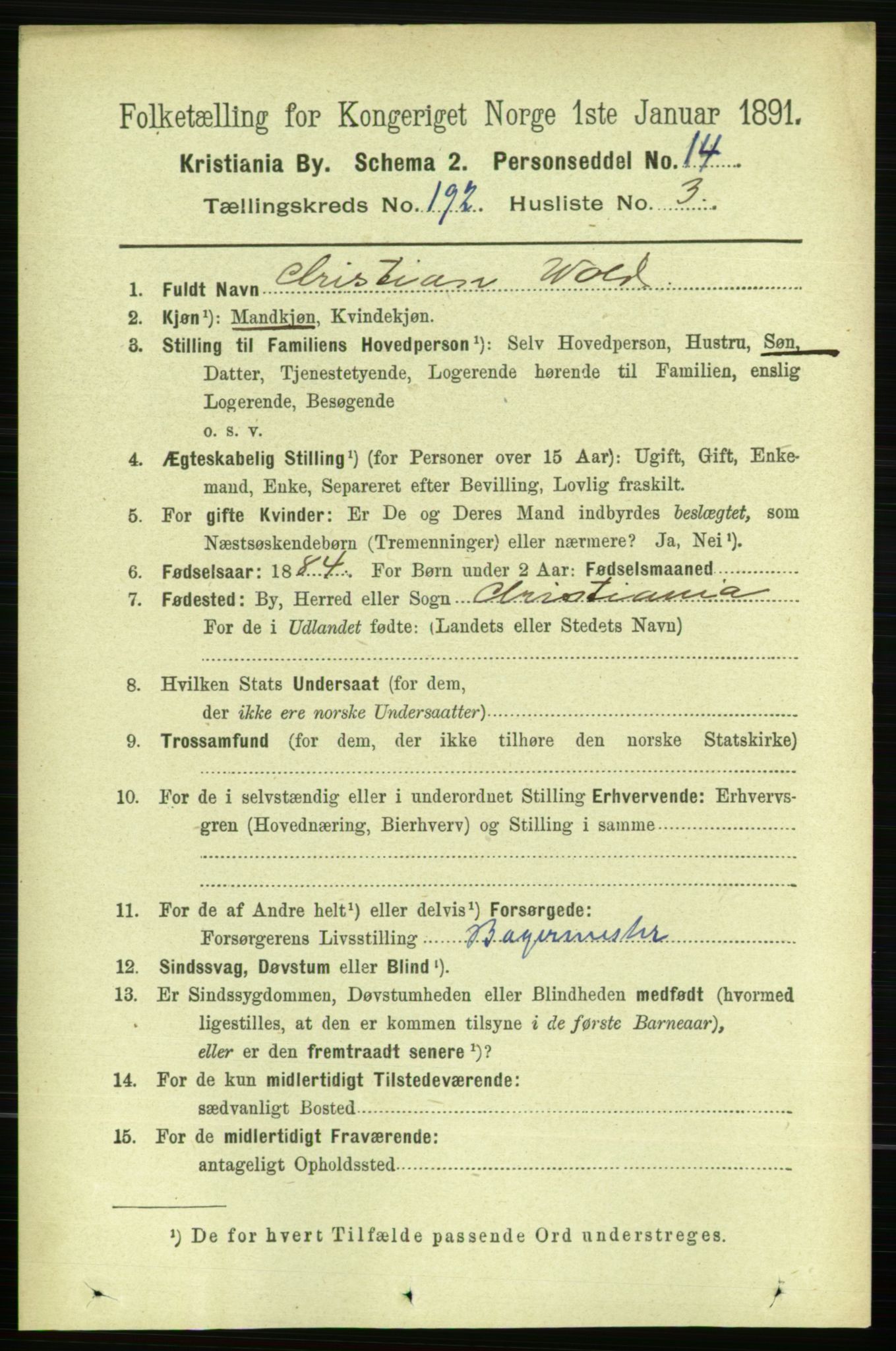 RA, 1891 census for 0301 Kristiania, 1891, p. 115540