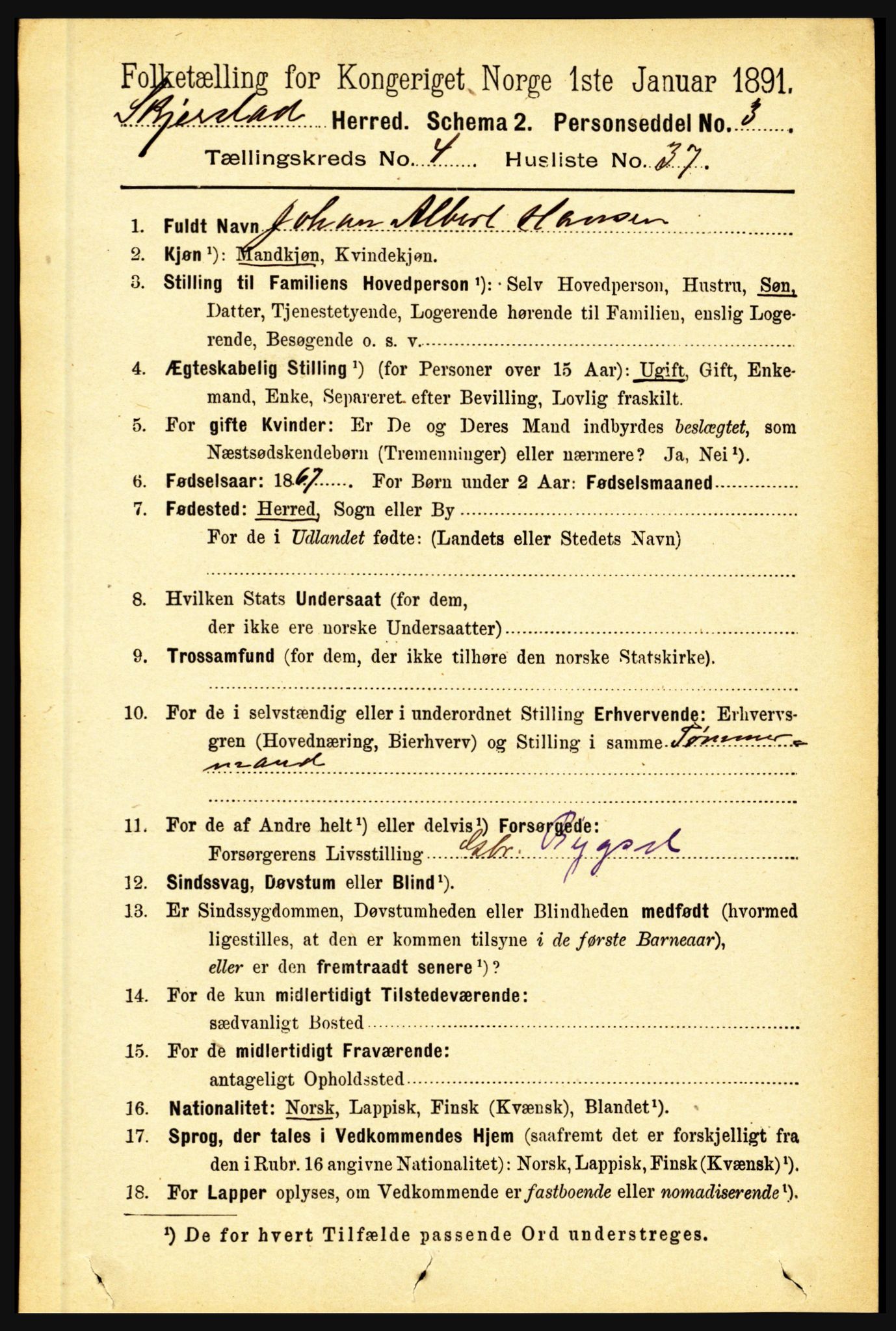 RA, 1891 census for 1842 Skjerstad, 1891, p. 1386