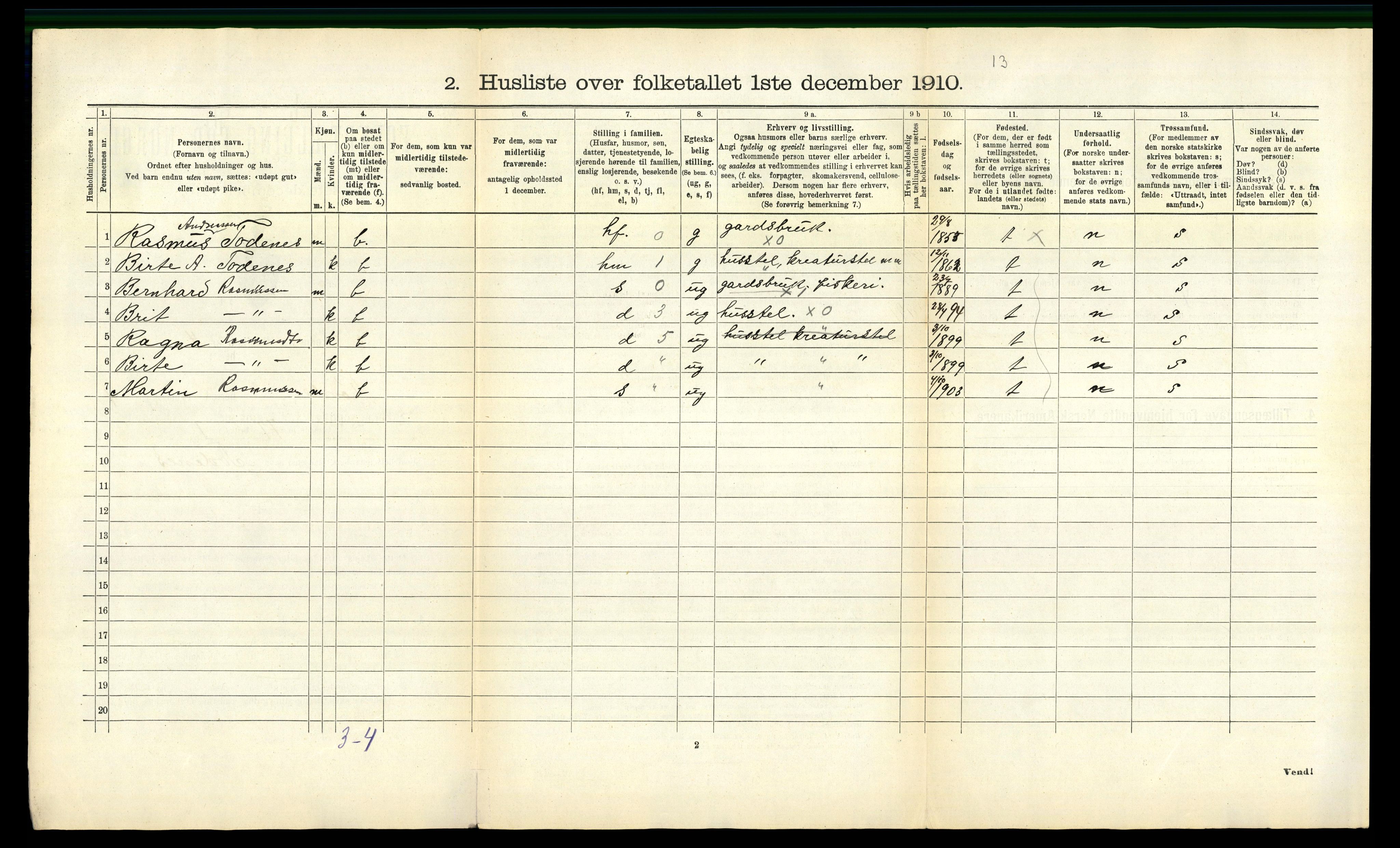 RA, 1910 census for Rovde, 1910, p. 31