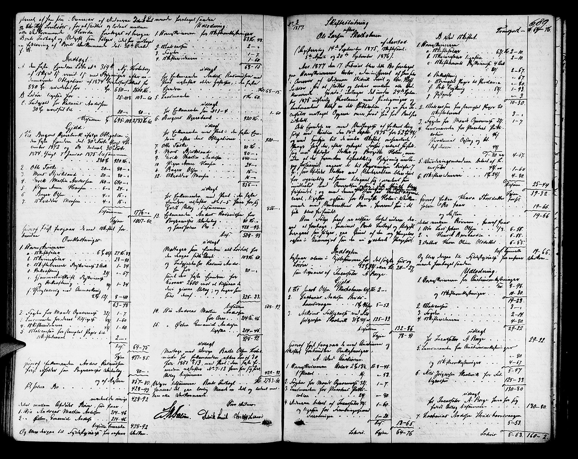 Midhordland sorenskriveri, AV/SAB-A-3001/1/H/Hd/L0004: Skifteutlodningsprotokoll, 1863-1878, p. 688b-689a