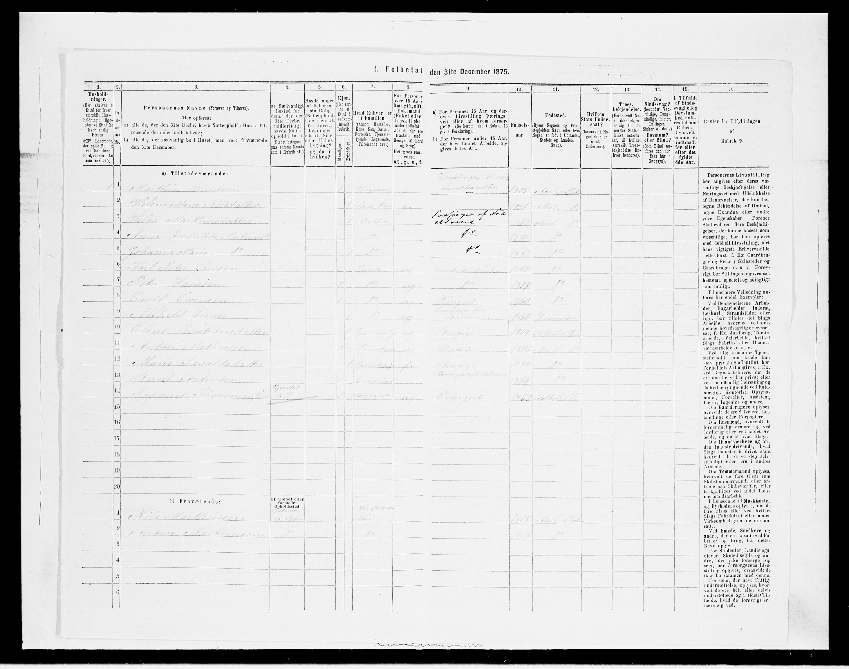 SAH, 1875 census for 0529P Vestre Toten, 1875, p. 181