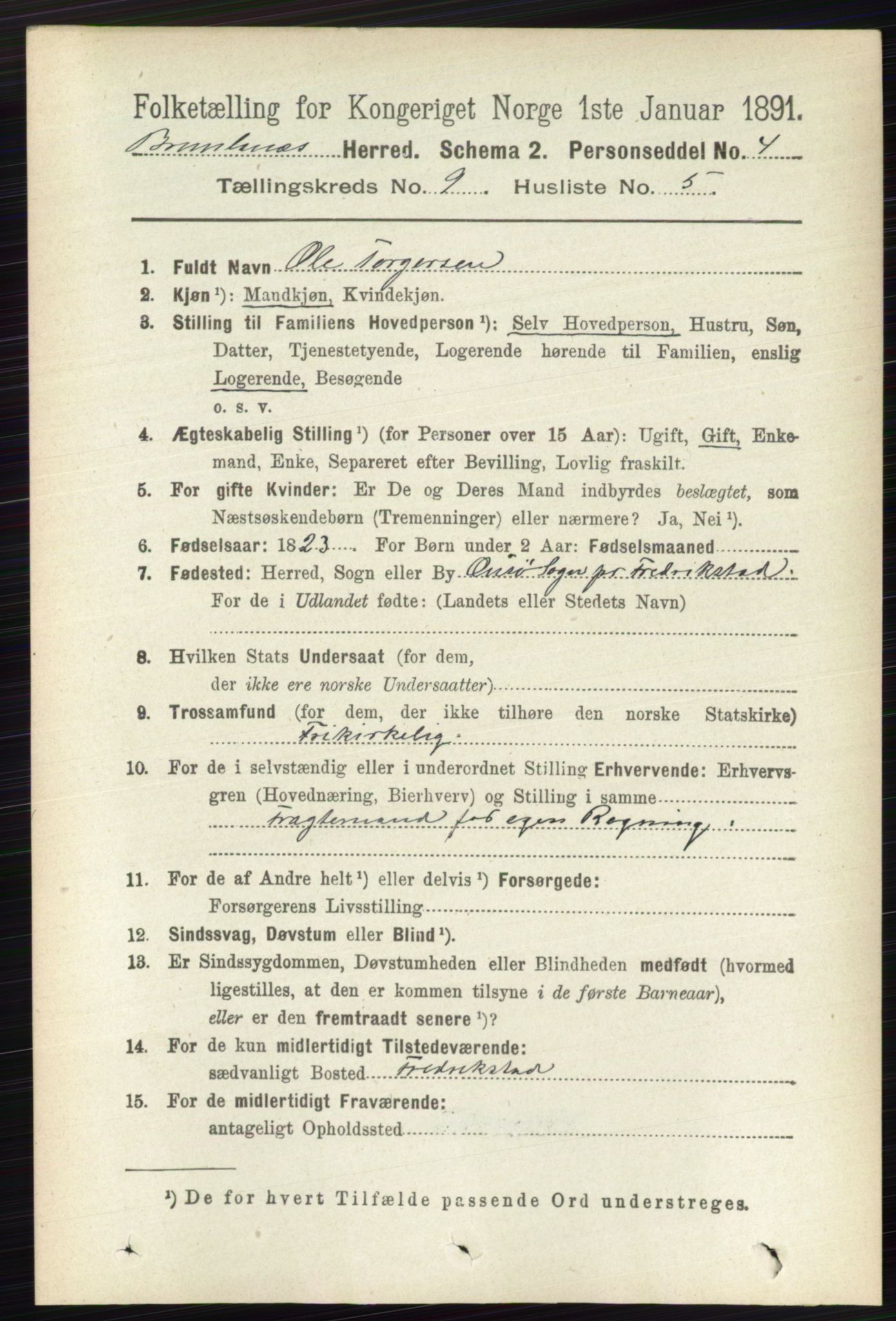 RA, 1891 census for 0726 Brunlanes, 1891, p. 4156