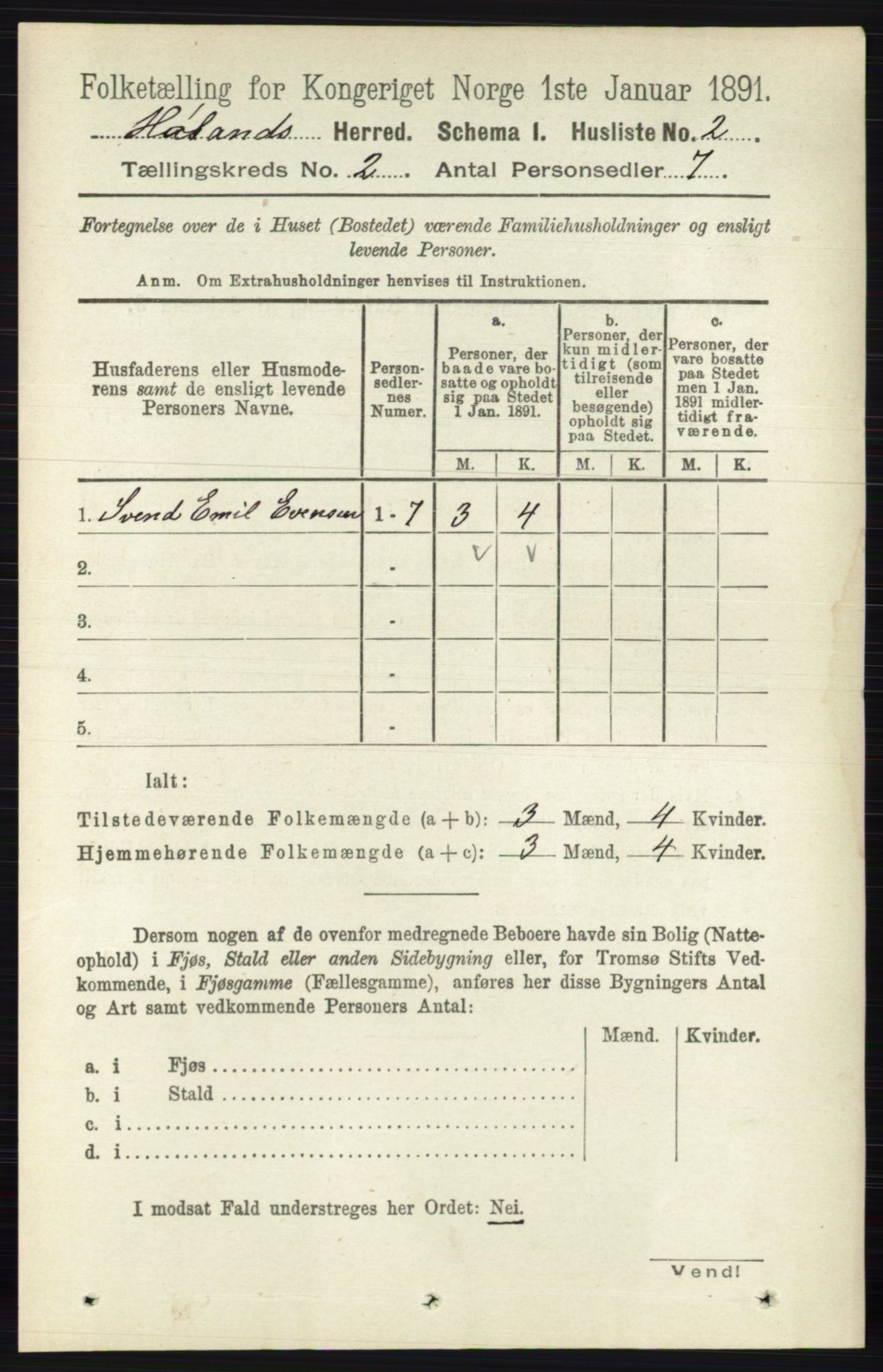 RA, 1891 census for 0221 Høland, 1891, p. 806