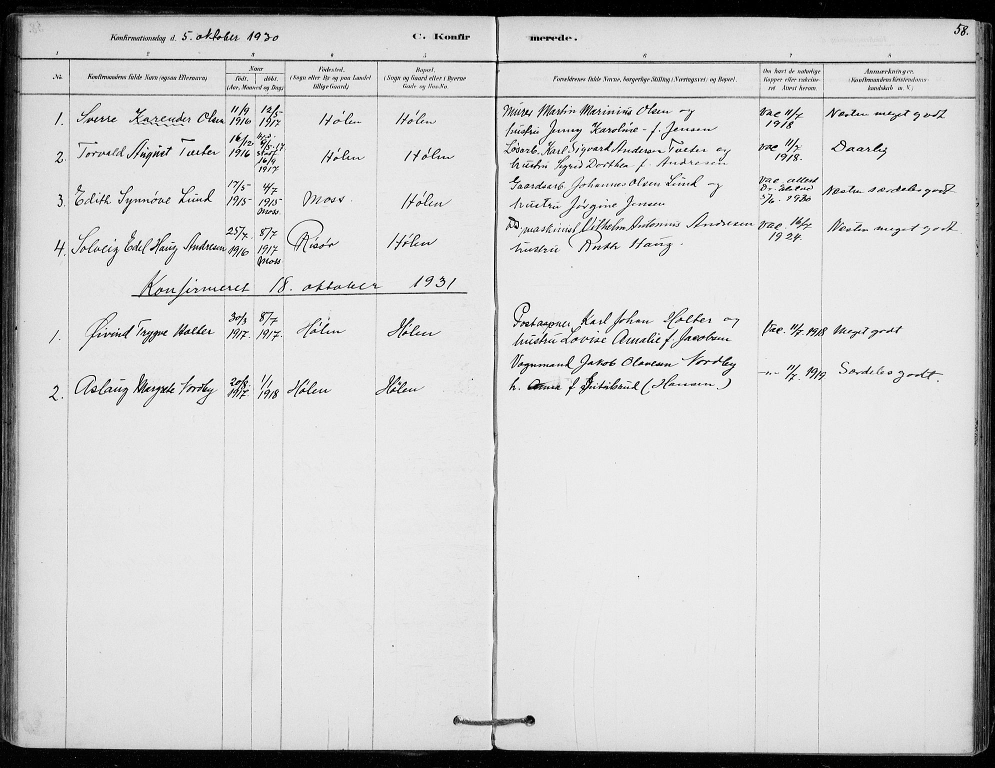 Vestby prestekontor Kirkebøker, SAO/A-10893/F/Fe/L0001: Parish register (official) no. V 1, 1878-1931, p. 58