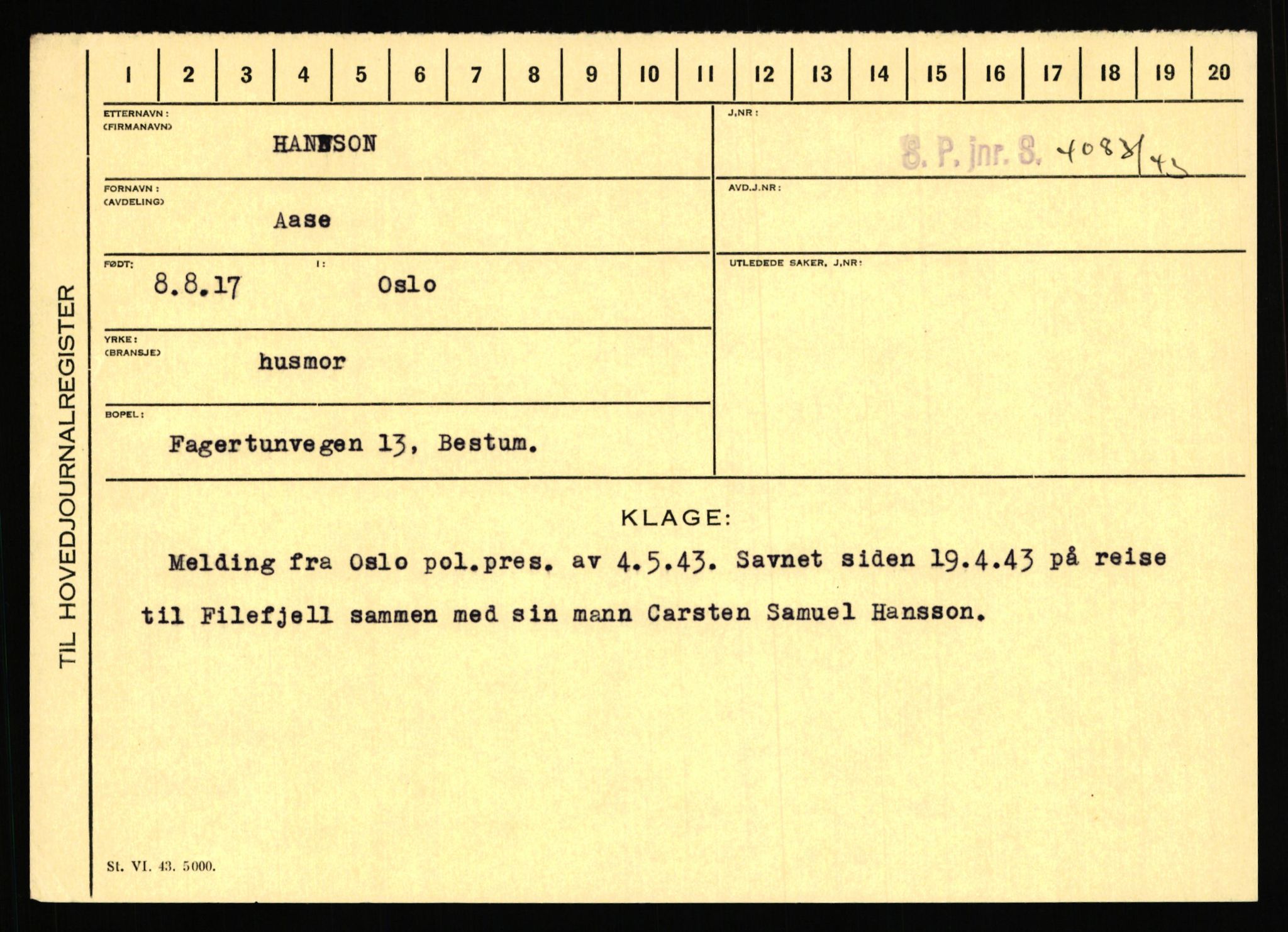 Statspolitiet - Hovedkontoret / Osloavdelingen, AV/RA-S-1329/C/Ca/L0006: Hanche - Hokstvedt, 1943-1945, p. 1772