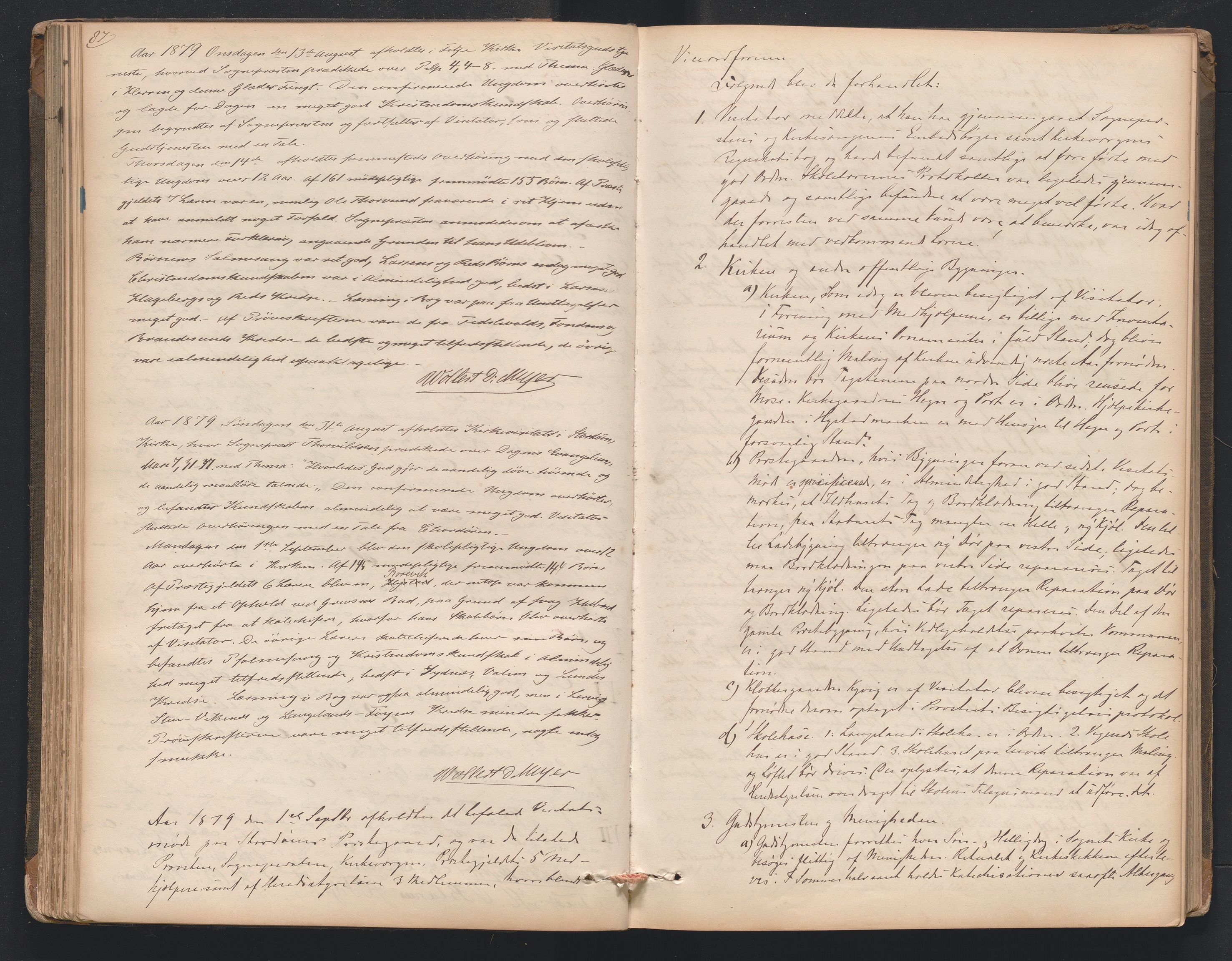 Nordre Sunnhordland prosti, AV/SAB-A-99912/F/L0001: Visitasprotokoll , 1860-1959, p. 87