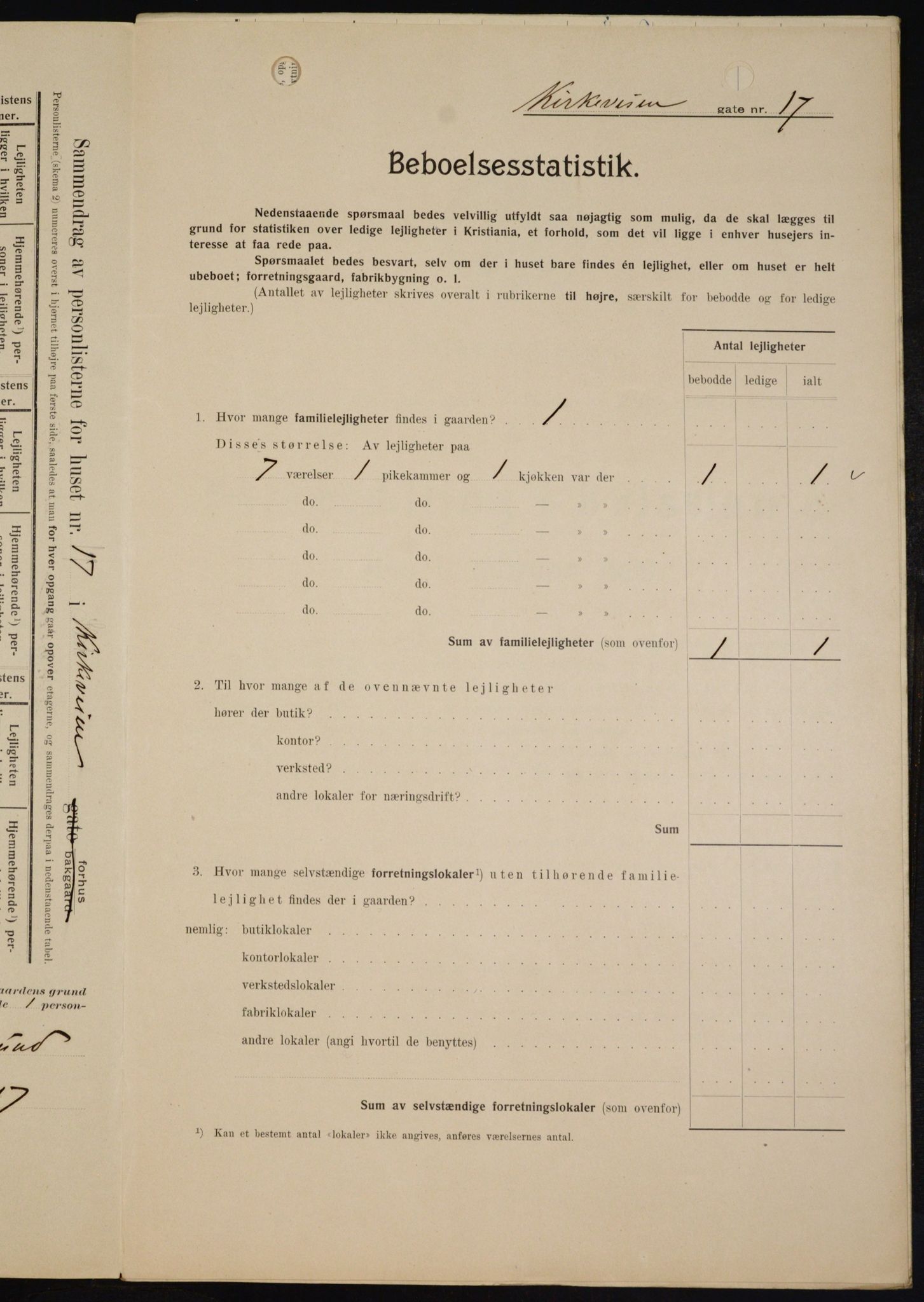 OBA, Municipal Census 1909 for Kristiania, 1909, p. 46474