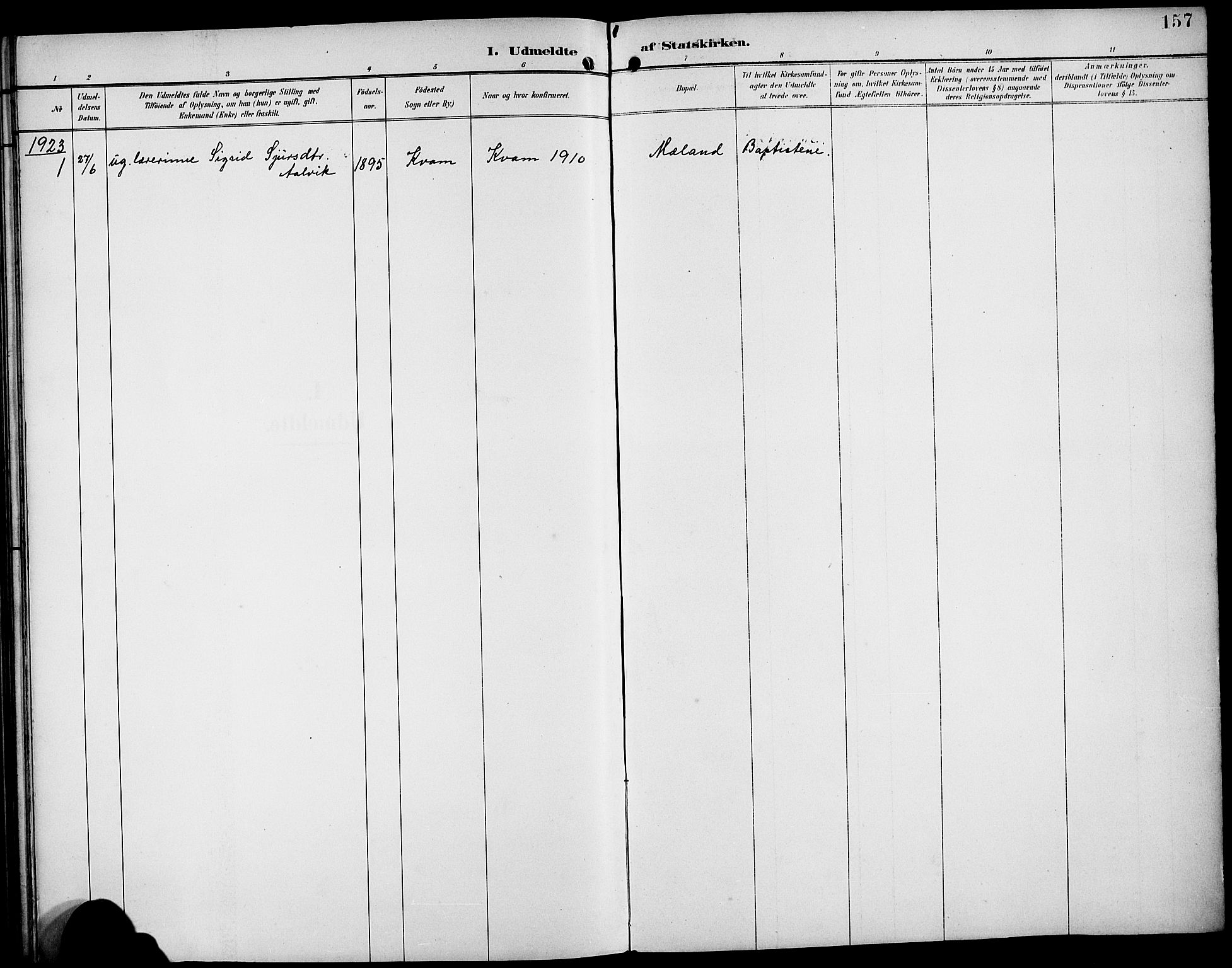 Etne sokneprestembete, SAB/A-75001/H/Hab: Parish register (copy) no. B 5, 1898-1926, p. 157