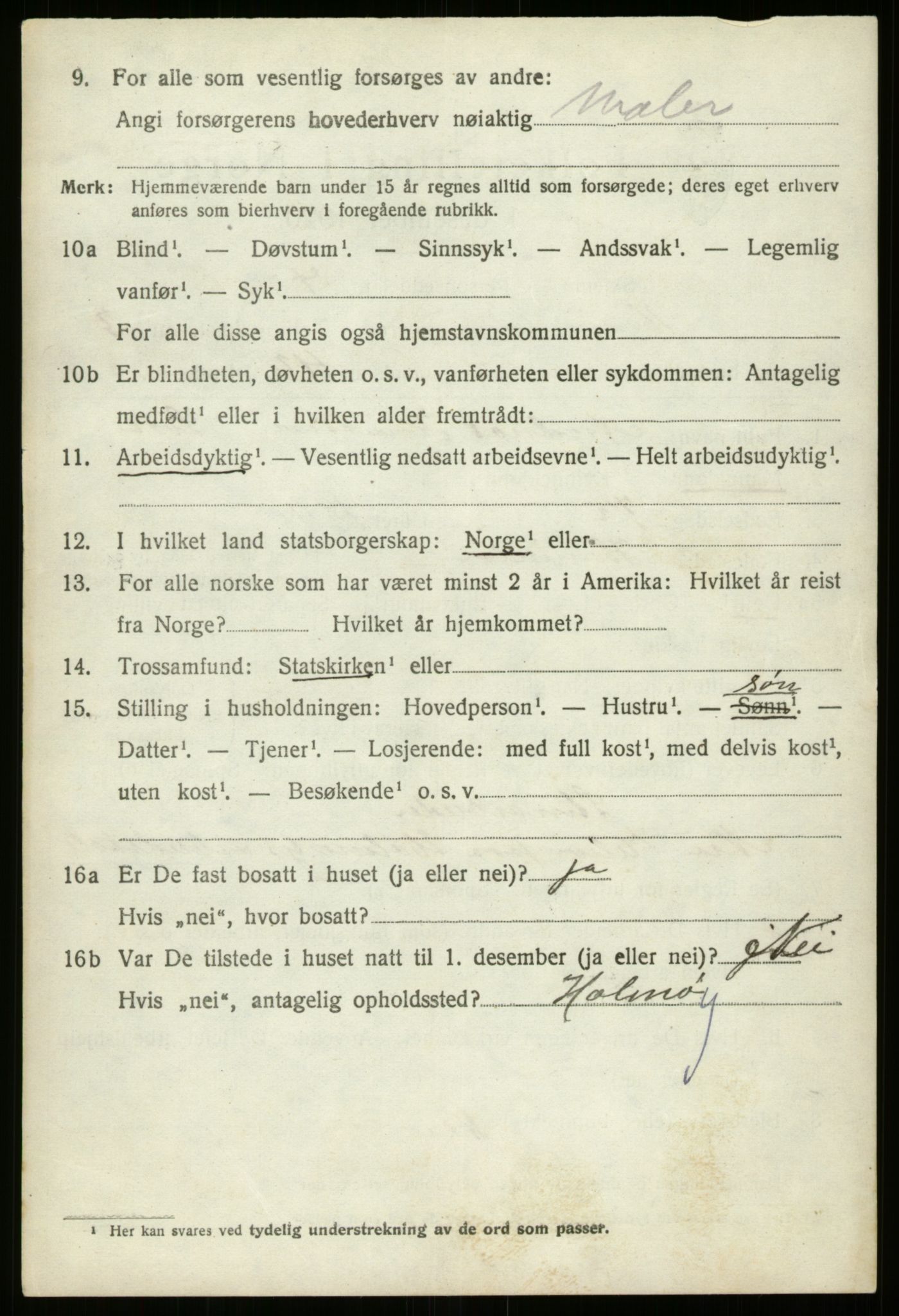 SAB, 1920 census for Hornindal, 1920, p. 1755