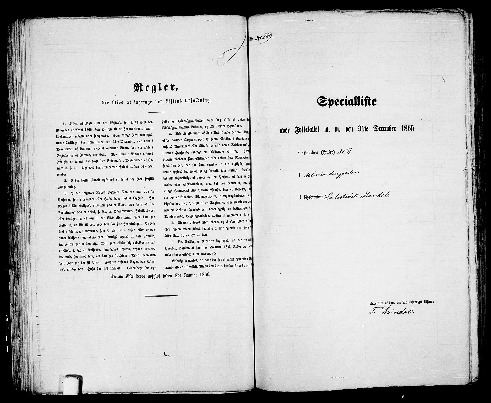 RA, 1865 census for Mandal/Mandal, 1865, p. 543
