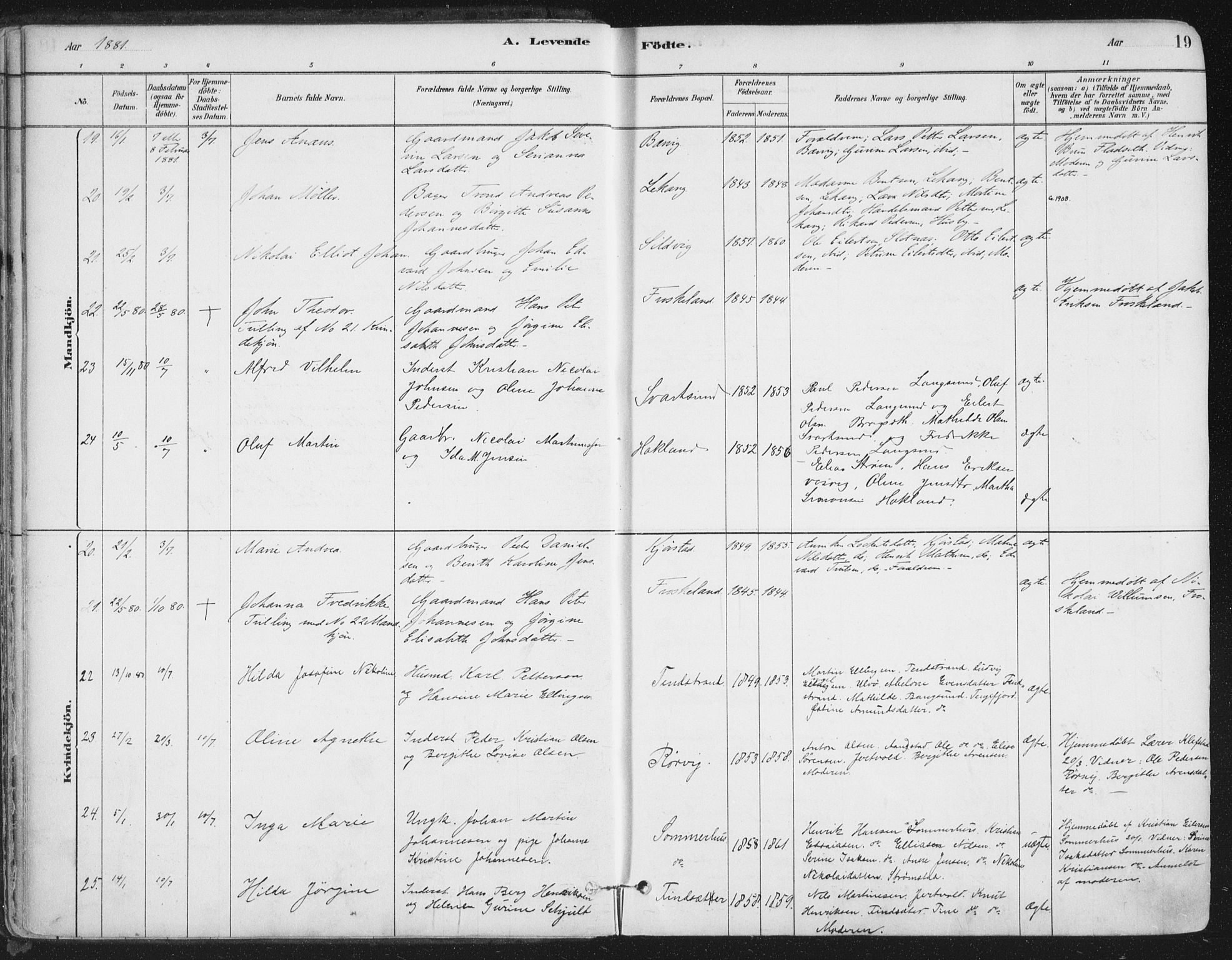 Ministerialprotokoller, klokkerbøker og fødselsregistre - Nordland, AV/SAT-A-1459/888/L1244: Parish register (official) no. 888A10, 1880-1890, p. 19