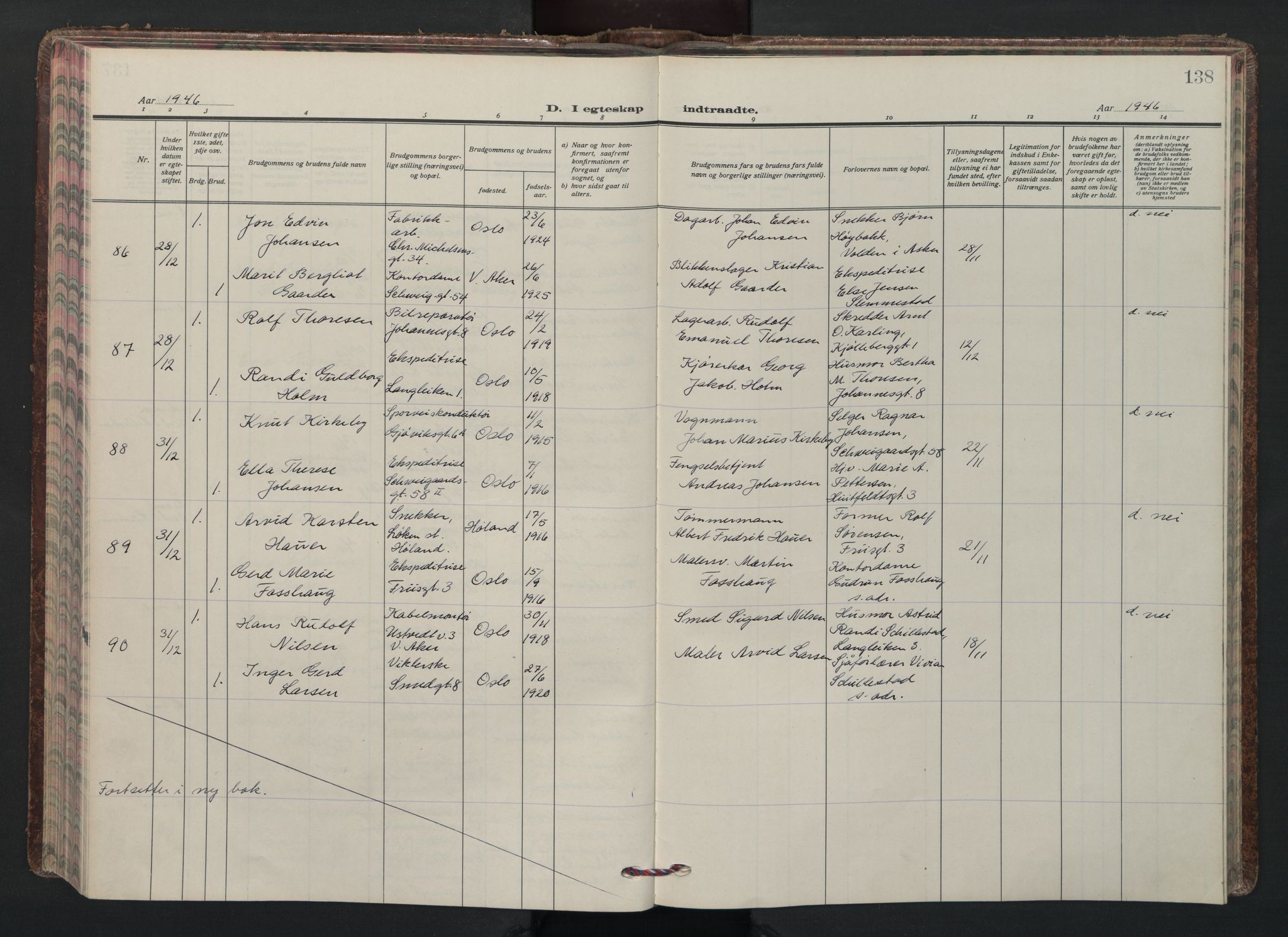 Grønland prestekontor Kirkebøker, SAO/A-10848/F/Fa/L0020: Parish register (official) no. 20, 1935-1946, p. 138