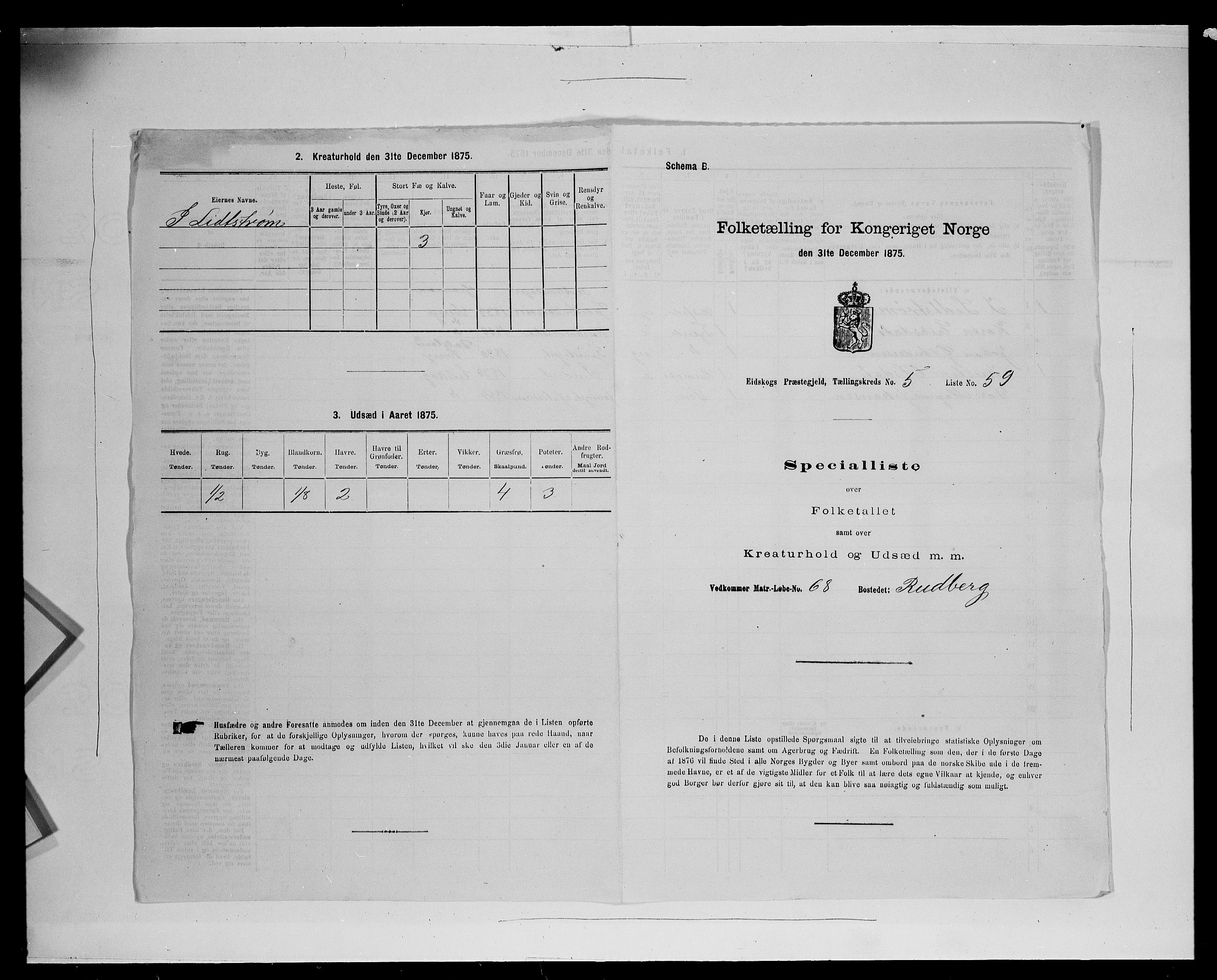 SAH, 1875 census for 0420P Eidskog, 1875, p. 957