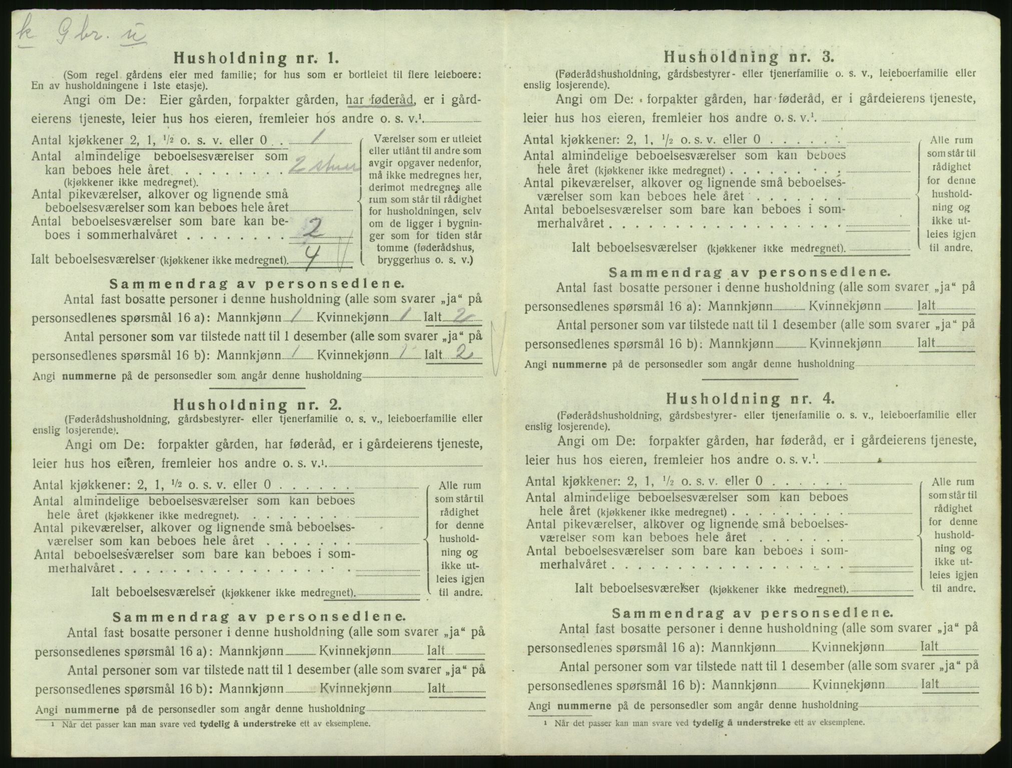 SAK, 1920 census for Tonstad, 1920, p. 33