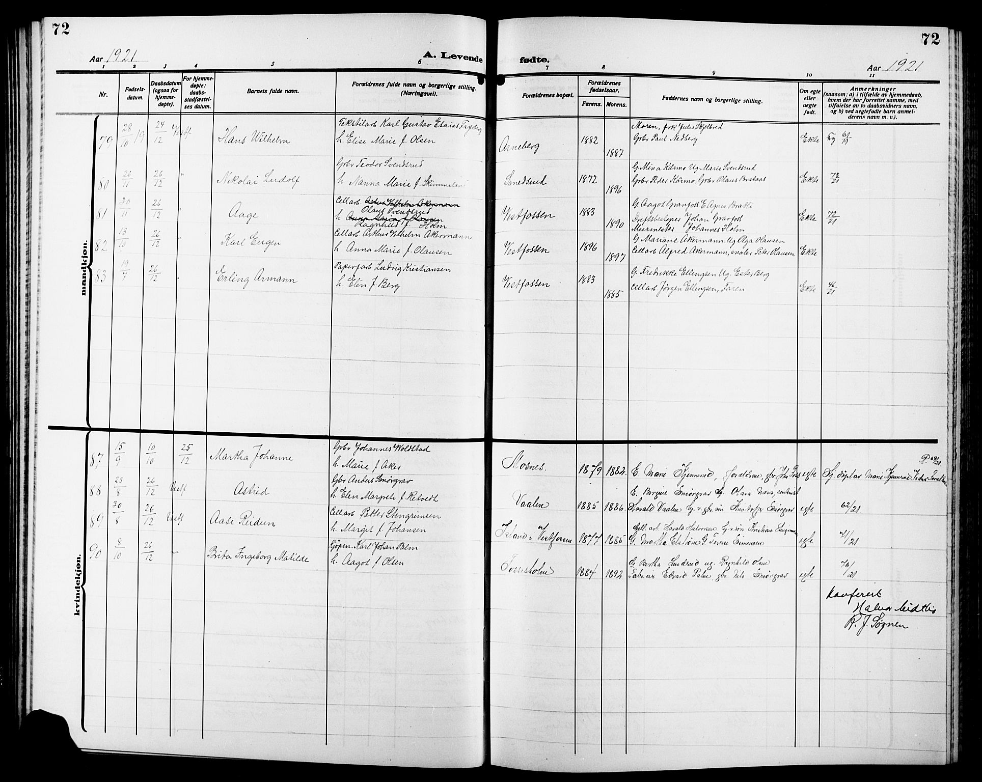 Eiker kirkebøker, AV/SAKO-A-4/G/Ga/L0009: Parish register (copy) no. I 9, 1915-1924, p. 72