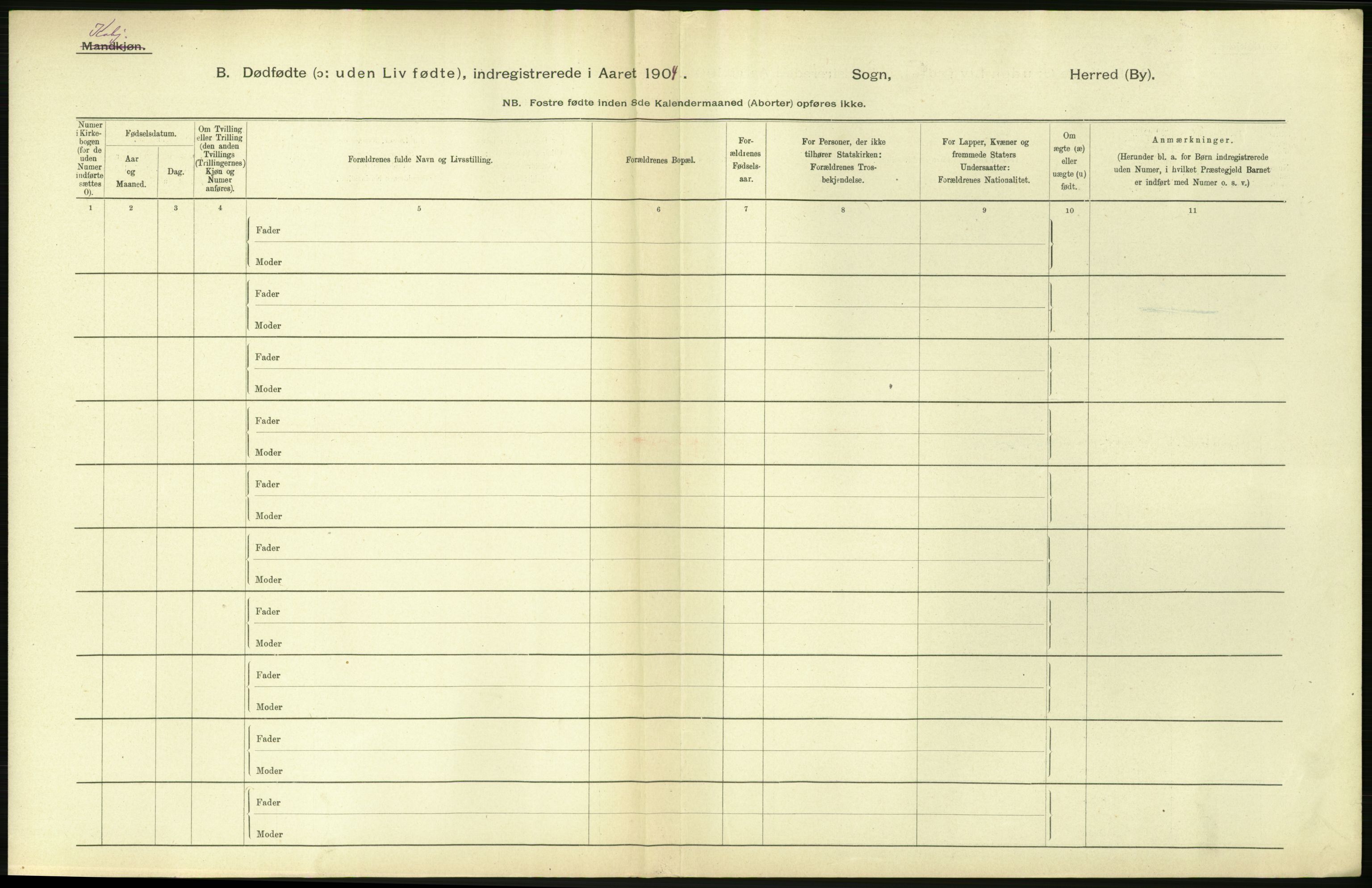 Statistisk sentralbyrå, Sosiodemografiske emner, Befolkning, RA/S-2228/D/Df/Dfa/Dfab/L0025: Smålenenes amt - Stavanger amt: Dødfødte. Bygder., 1904, p. 114