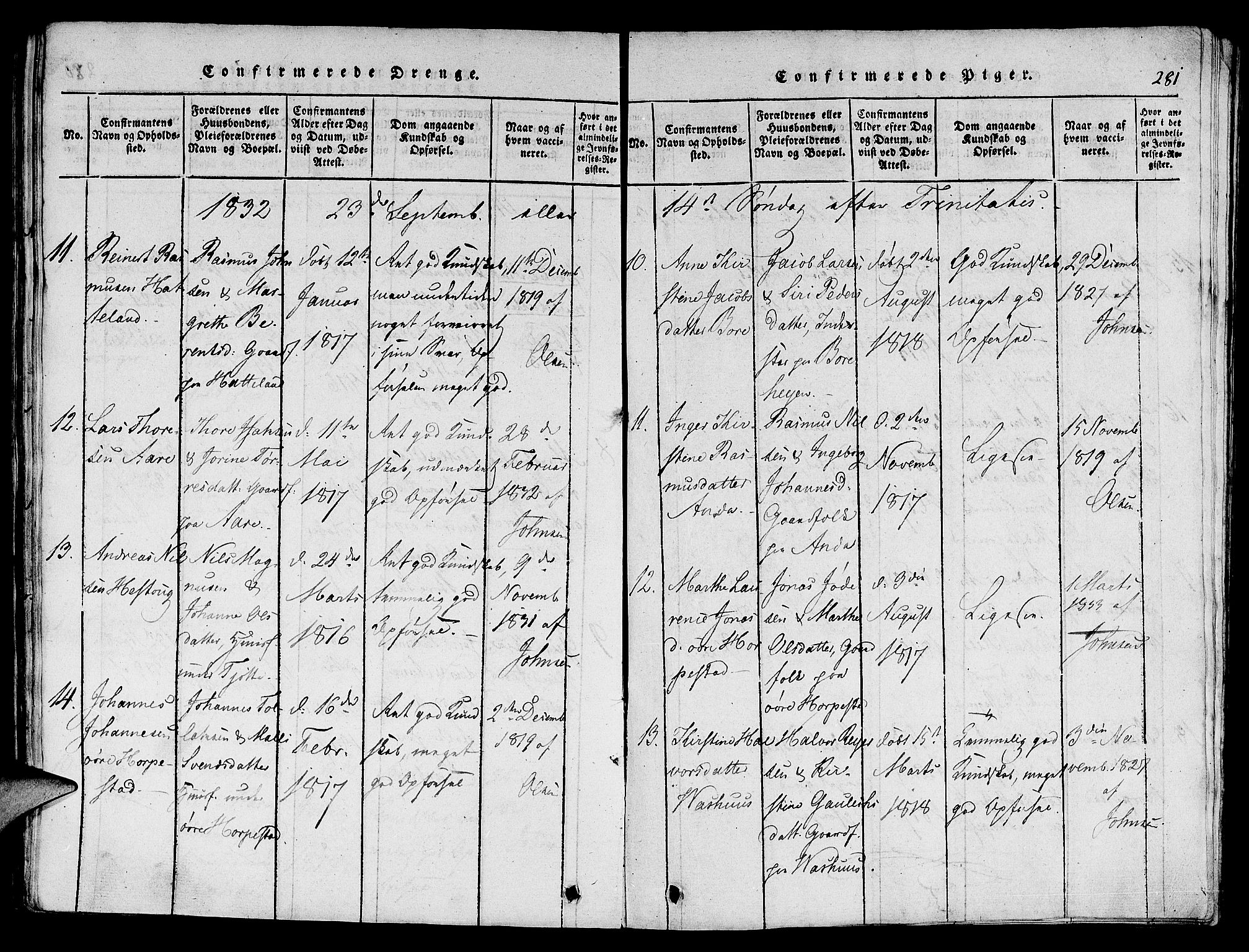 Klepp sokneprestkontor, AV/SAST-A-101803/001/3/30BA/L0002: Parish register (official) no. A 2, 1816-1833, p. 281