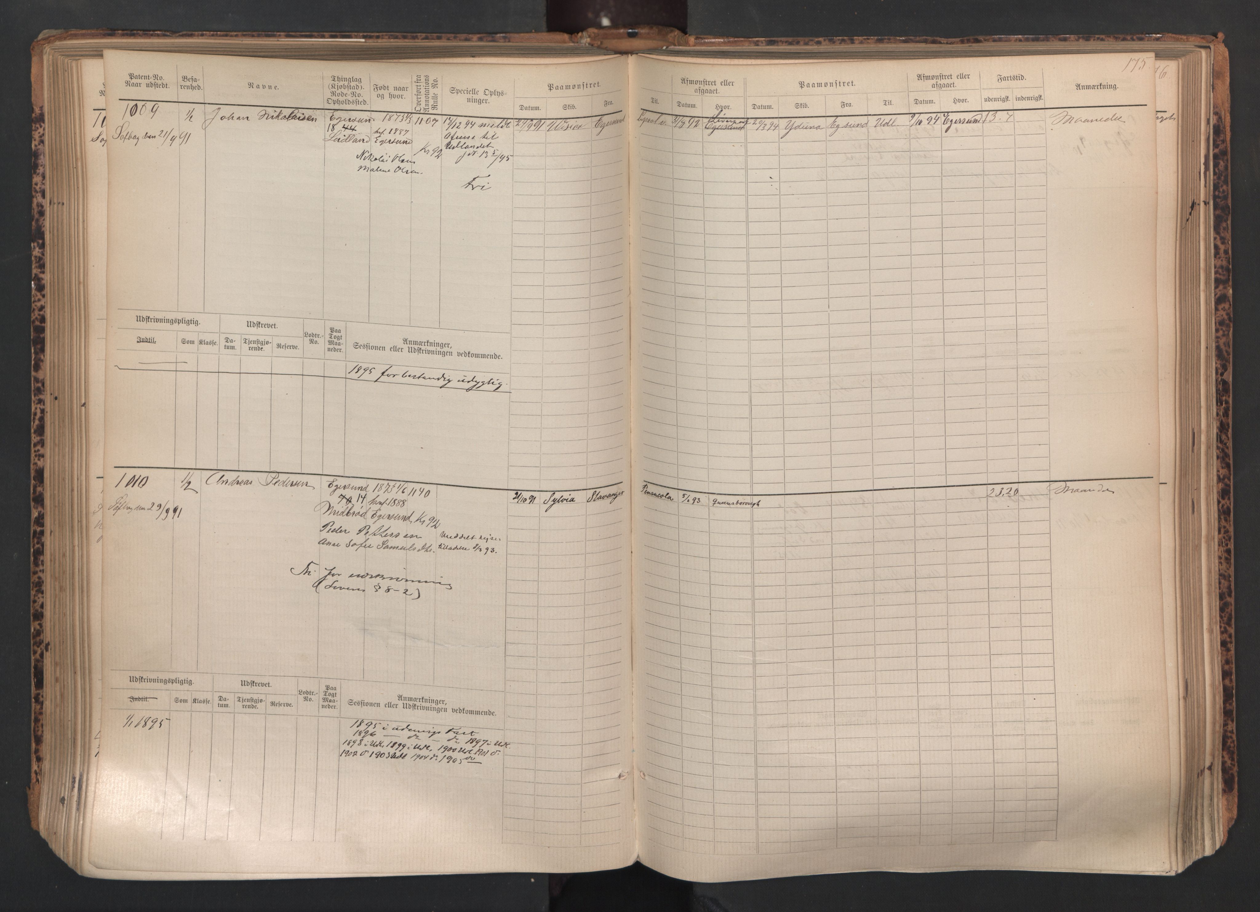 Egersund mønstringskrets, SAK/2031-0019/F/Fb/L0002: Hovedrulle nr 667-1330, O-4, 1880-1940, p. 176