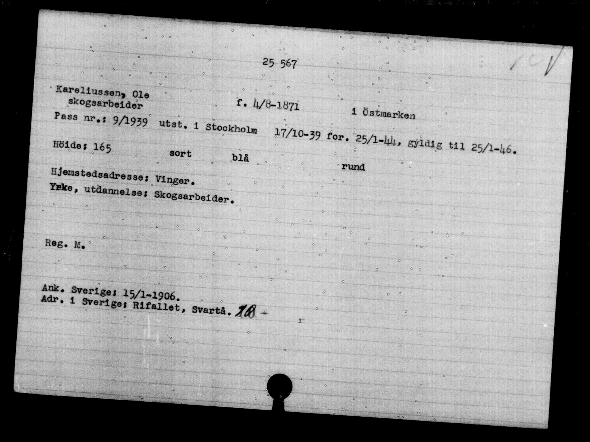 Den Kgl. Norske Legasjons Flyktningskontor, AV/RA-S-6753/V/Va/L0011: Kjesäterkartoteket.  Flyktningenr. 25300-28349, 1940-1945, p. 281