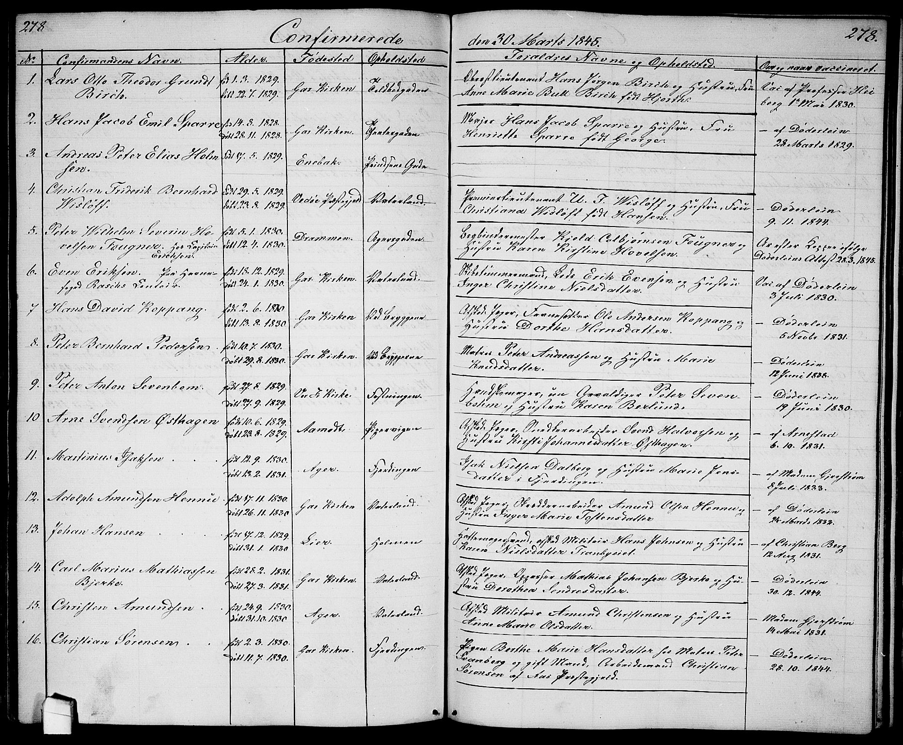 Garnisonsmenigheten Kirkebøker, SAO/A-10846/G/Ga/L0005: Parish register (copy) no. 5, 1841-1860, p. 278