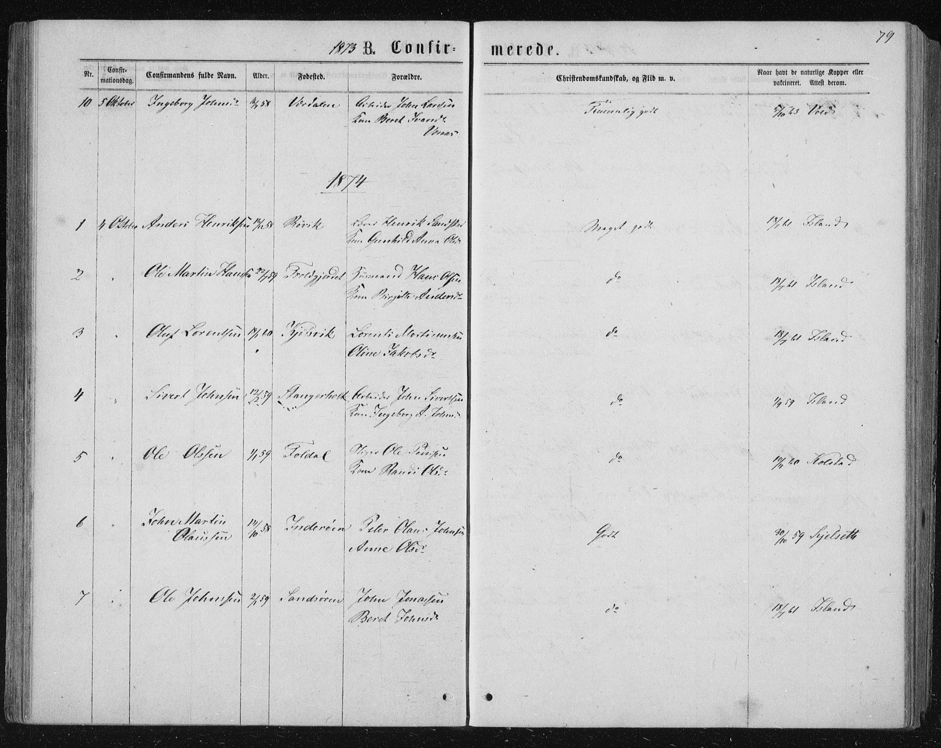 Ministerialprotokoller, klokkerbøker og fødselsregistre - Nord-Trøndelag, SAT/A-1458/722/L0219: Parish register (official) no. 722A06, 1868-1880, p. 79