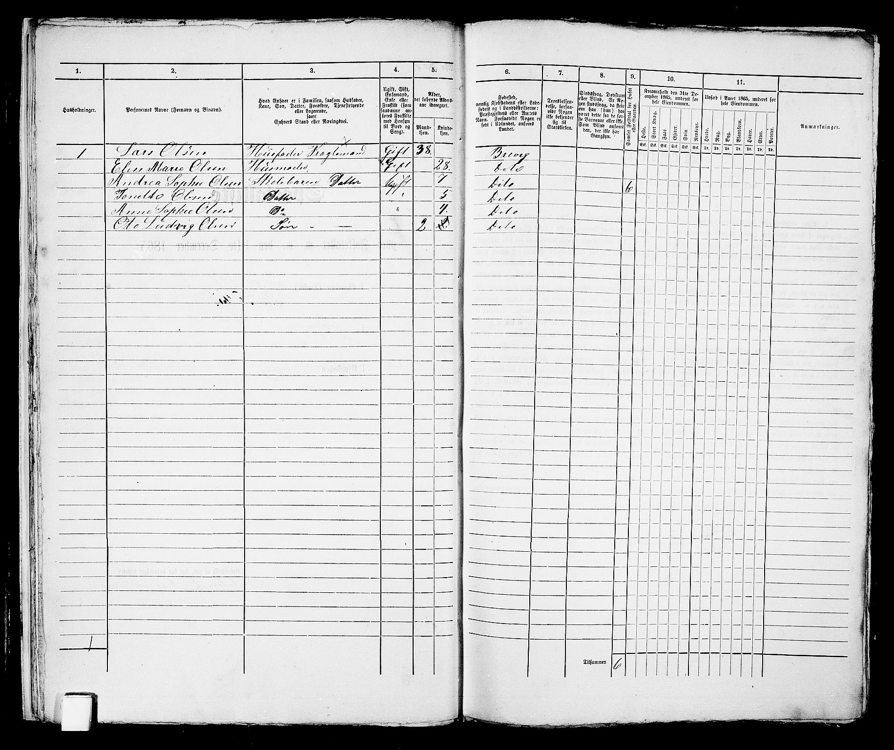 RA, 1865 census for Brevik, 1865, p. 21