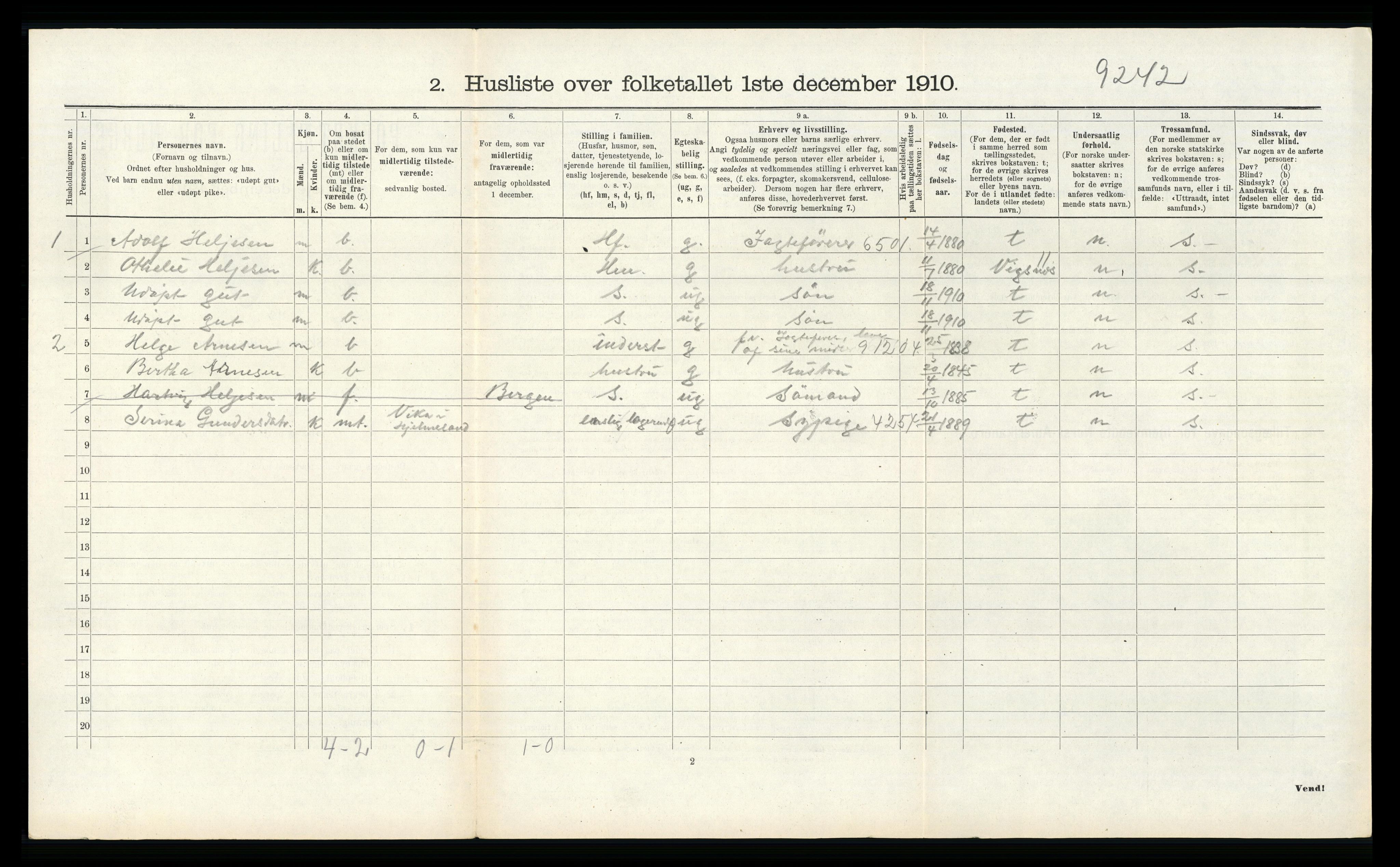 RA, 1910 census for Hjelmeland, 1910, p. 635