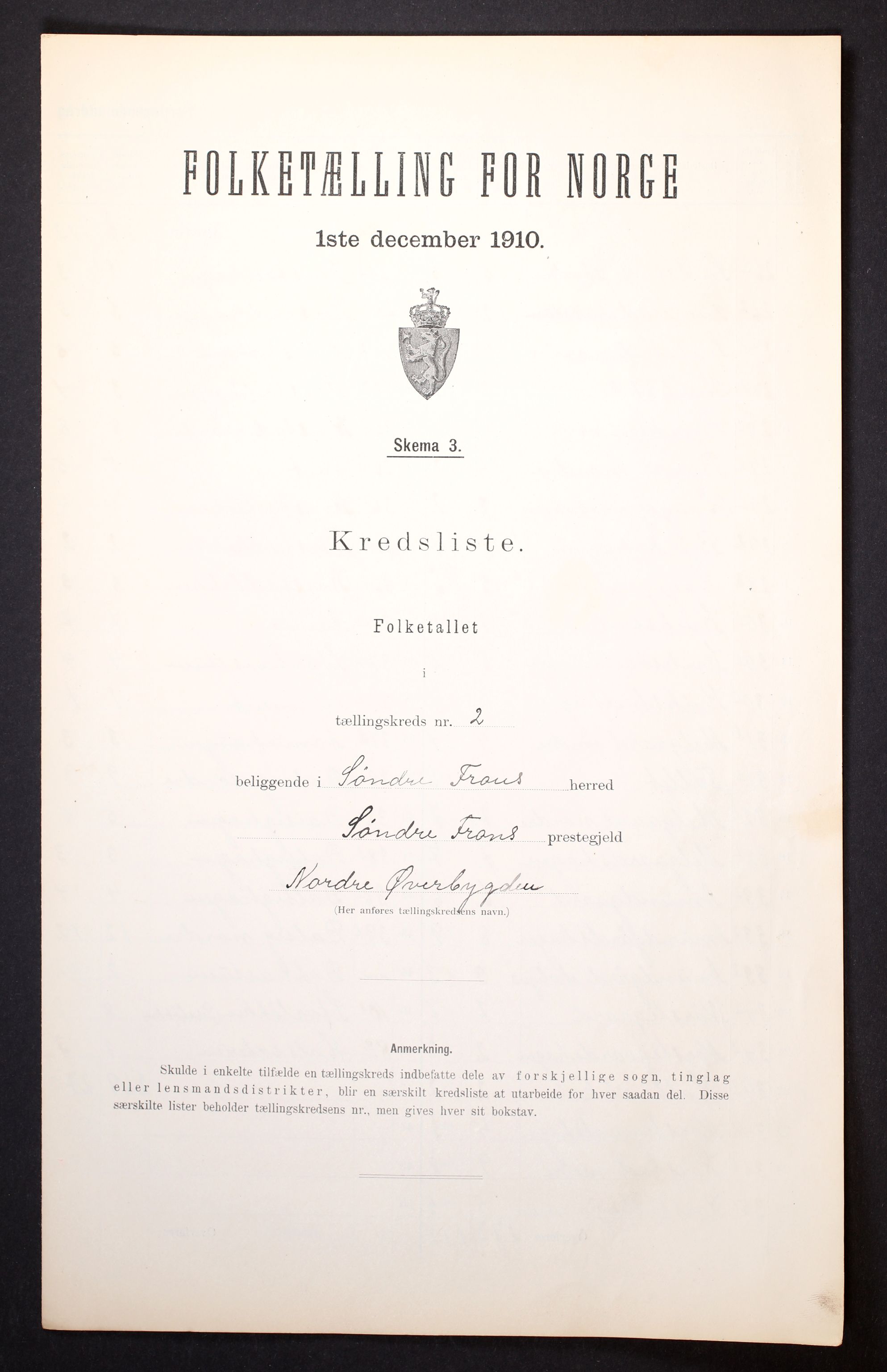 RA, 1910 census for Sør-Fron, 1910, p. 7