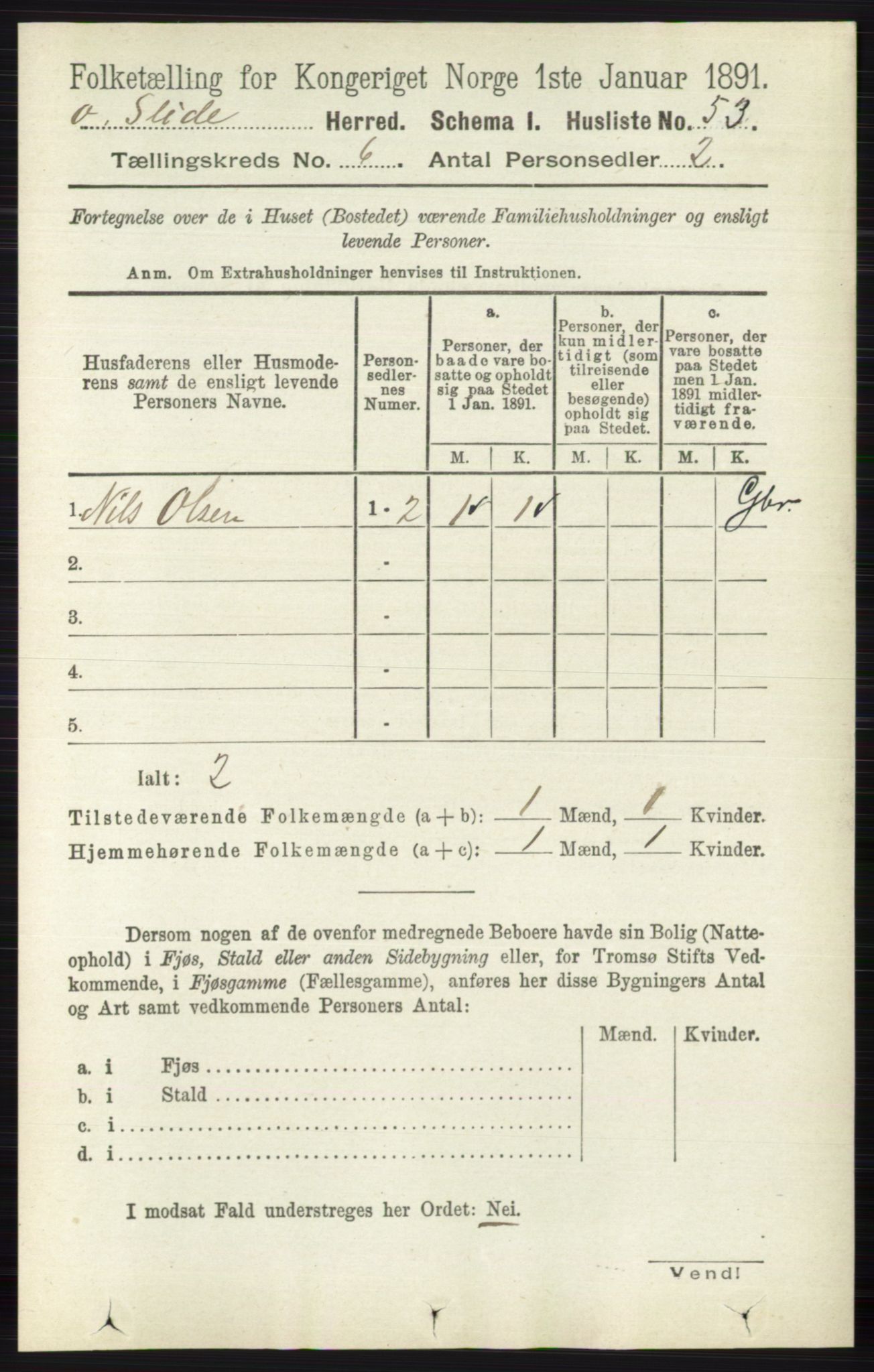 RA, 1891 census for 0544 Øystre Slidre, 1891, p. 1793