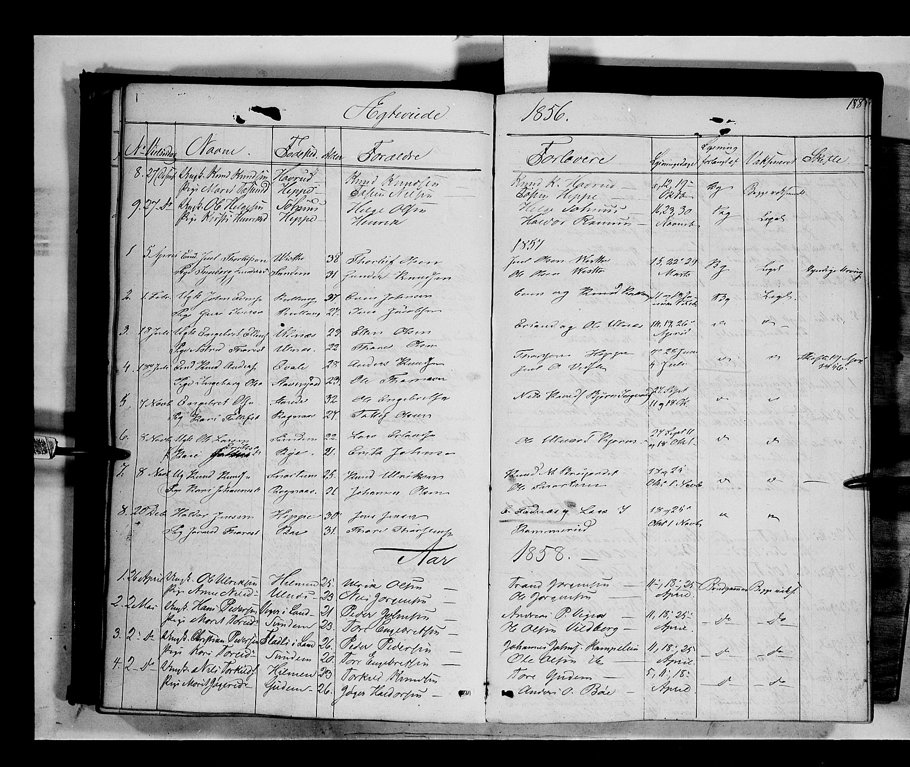 Nord-Aurdal prestekontor, SAH/PREST-132/H/Ha/Haa/L0006: Parish register (official) no. 6, 1842-1863, p. 188