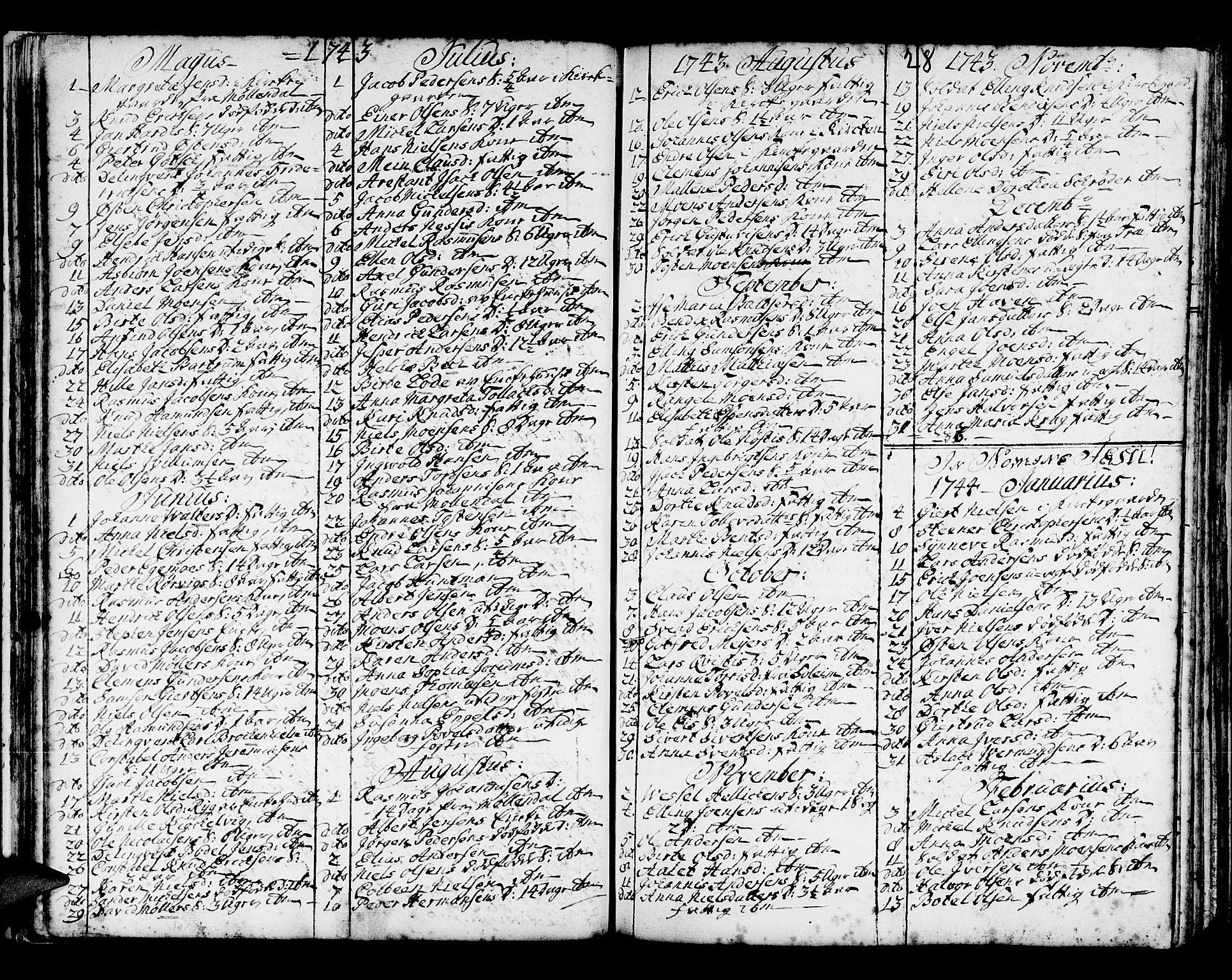 Domkirken sokneprestembete, AV/SAB-A-74801/H/Haa/L0008: Parish register (official) no. A 8, 1725-1775, p. 28