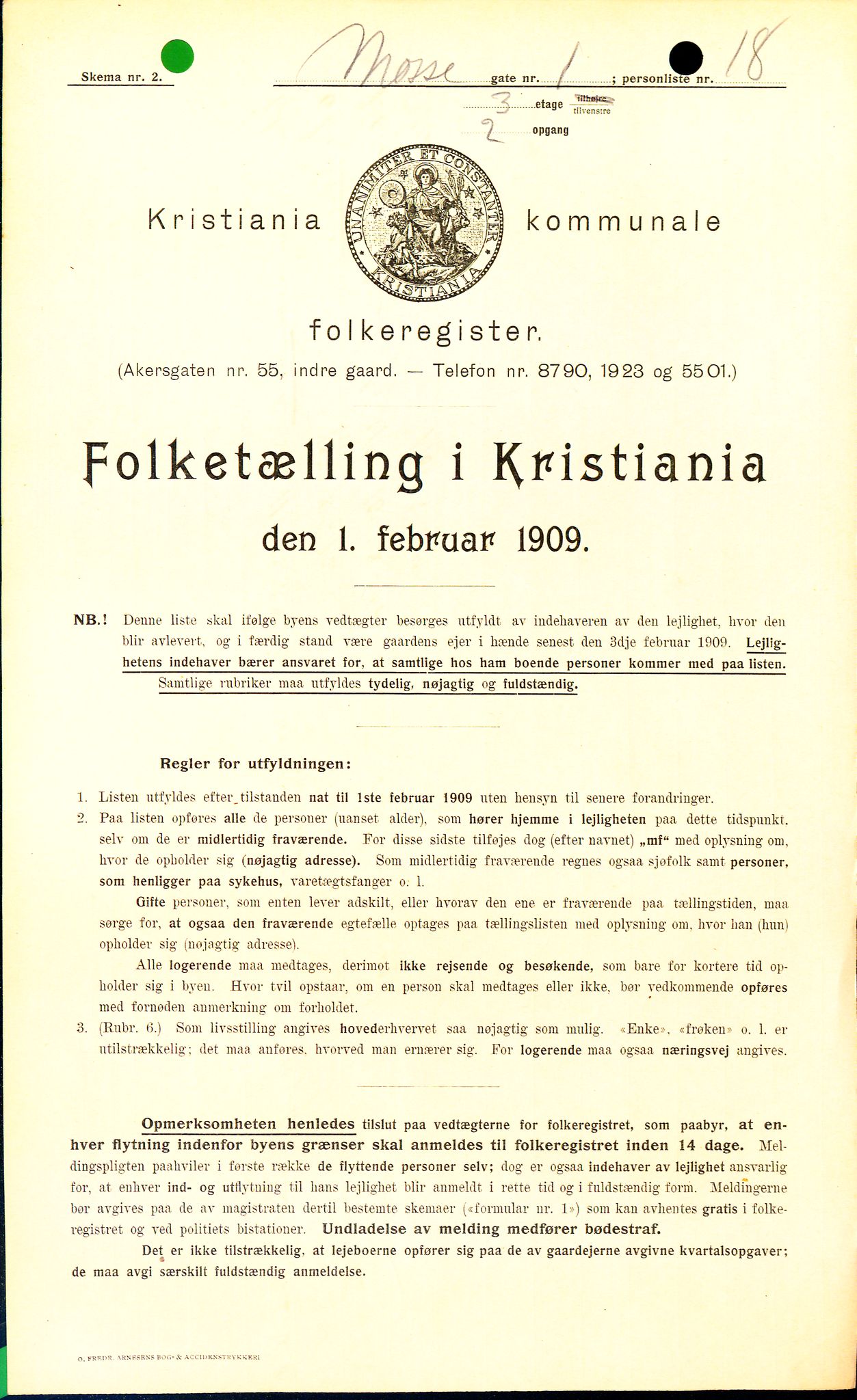 OBA, Municipal Census 1909 for Kristiania, 1909, p. 59458